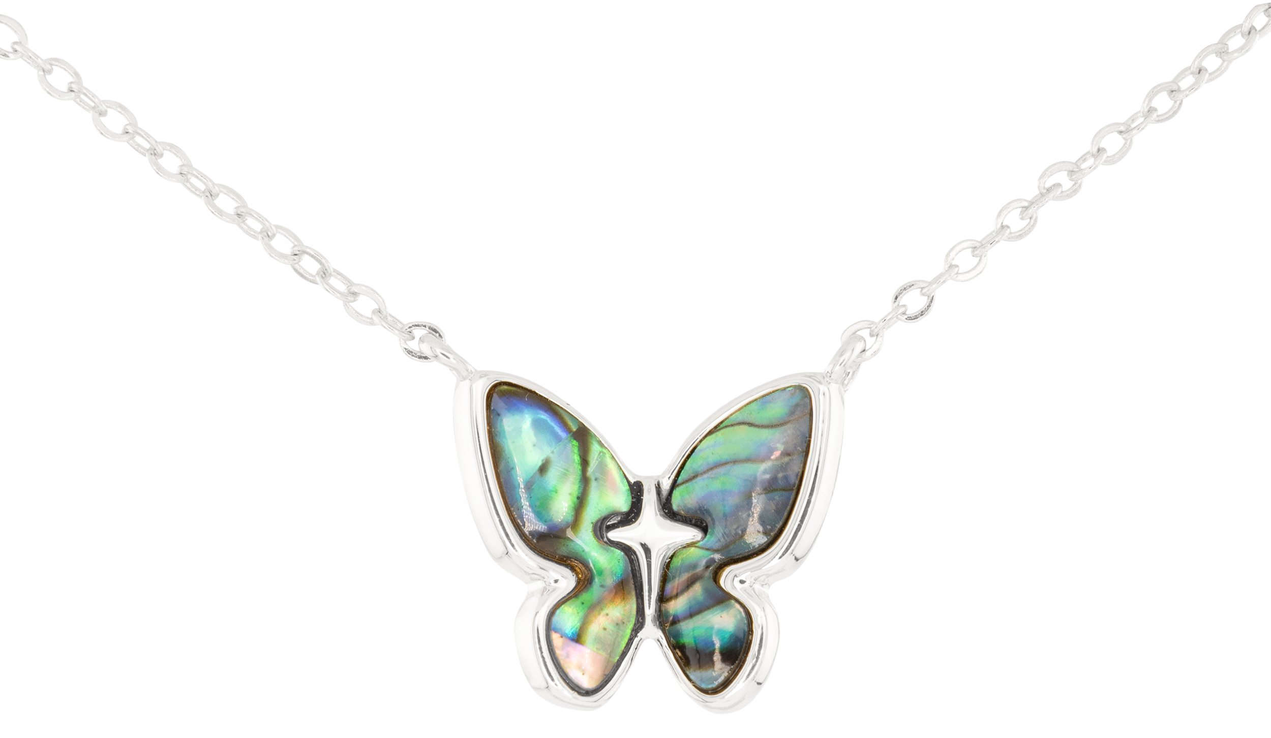 Image of Amanda Blu Abalone Blue Butterfly Silver Necklace