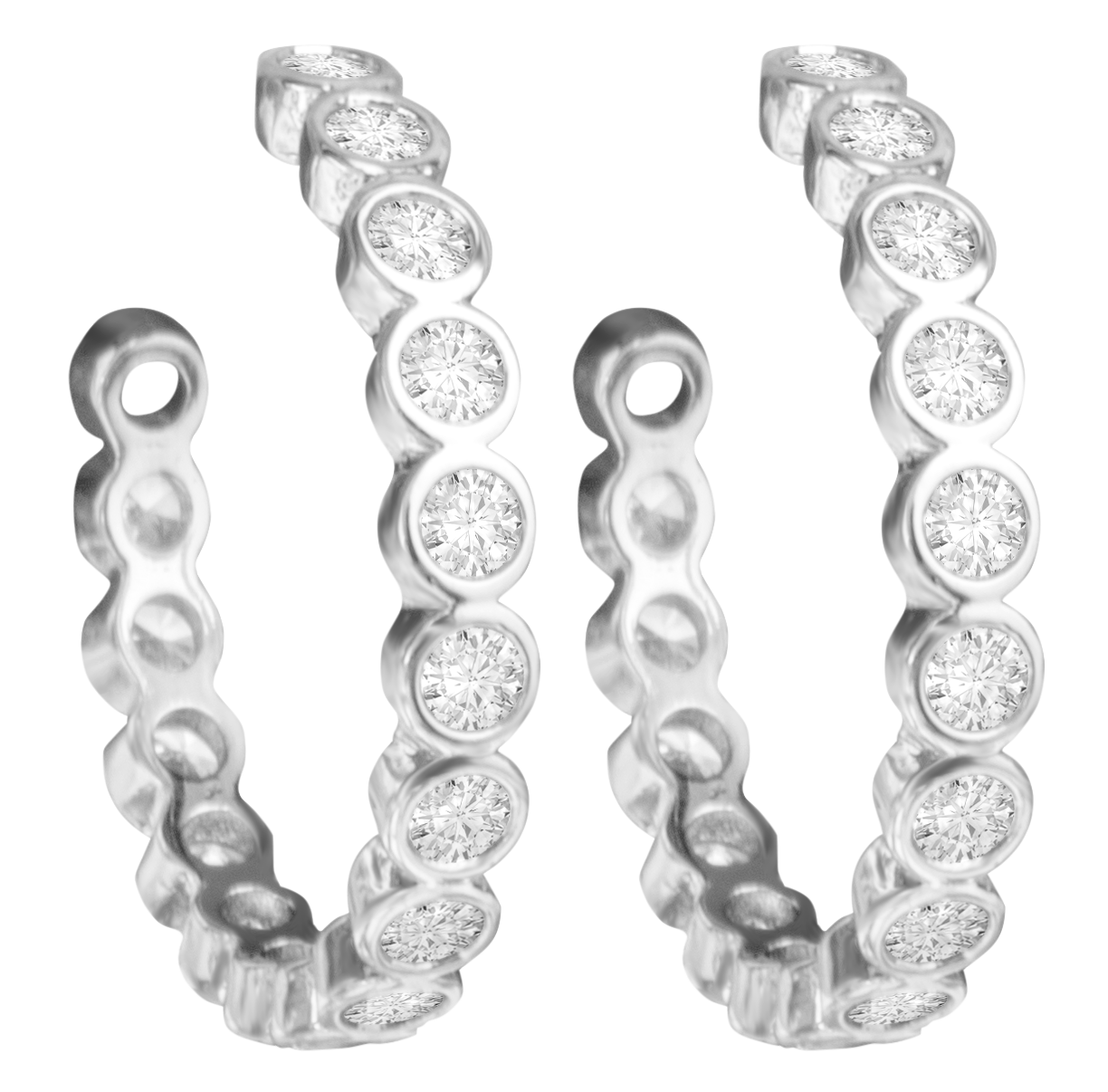 Image of Amanda Blu Bezel Set CZ Silver Hoop Earrings