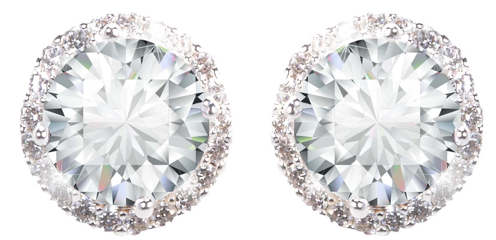 Image of Amanda Blu Silver Round-Cut Halo Stud Earrings