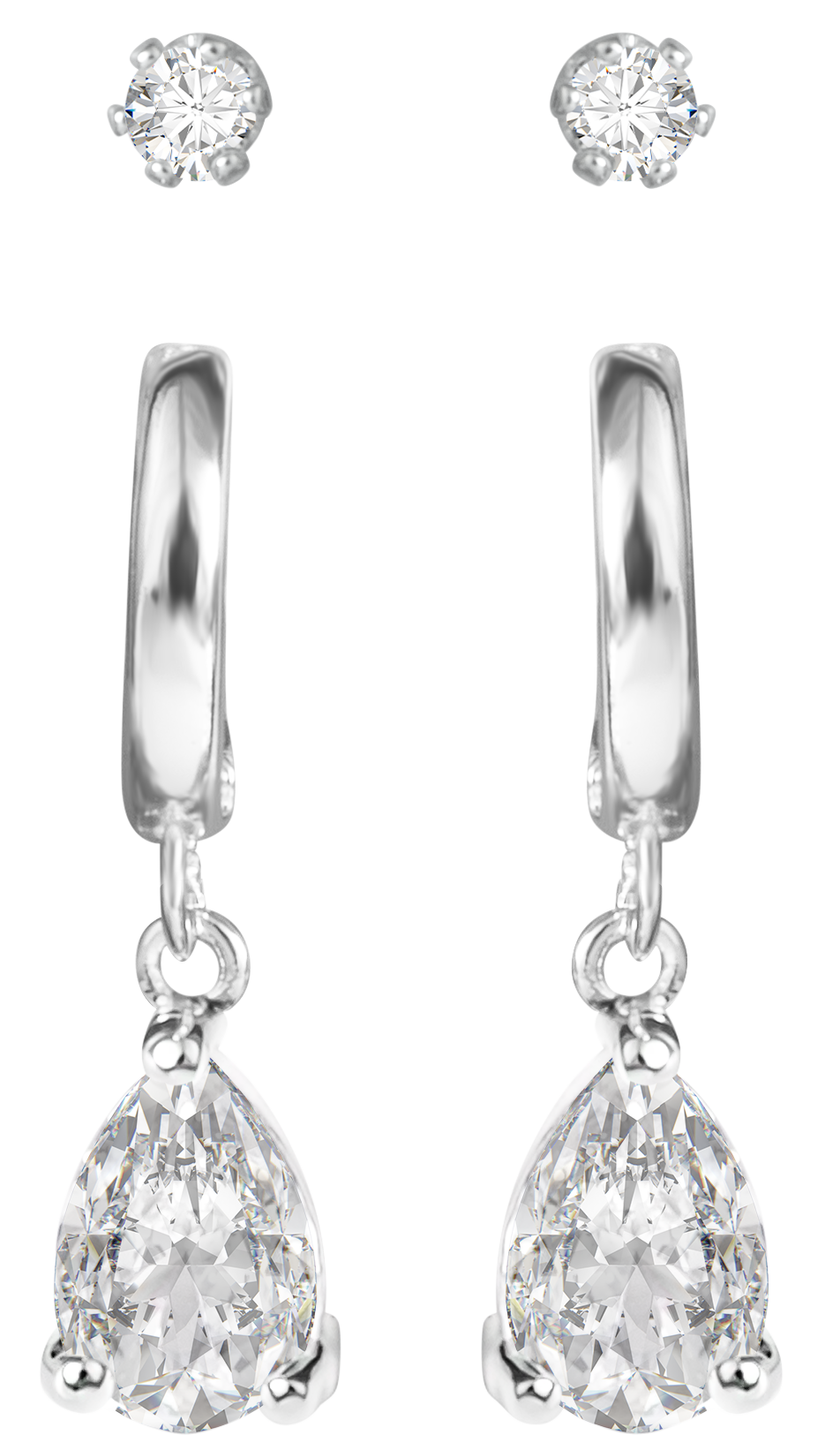 Image of Amanda Blu Pear Huggie and Stud Earring Set