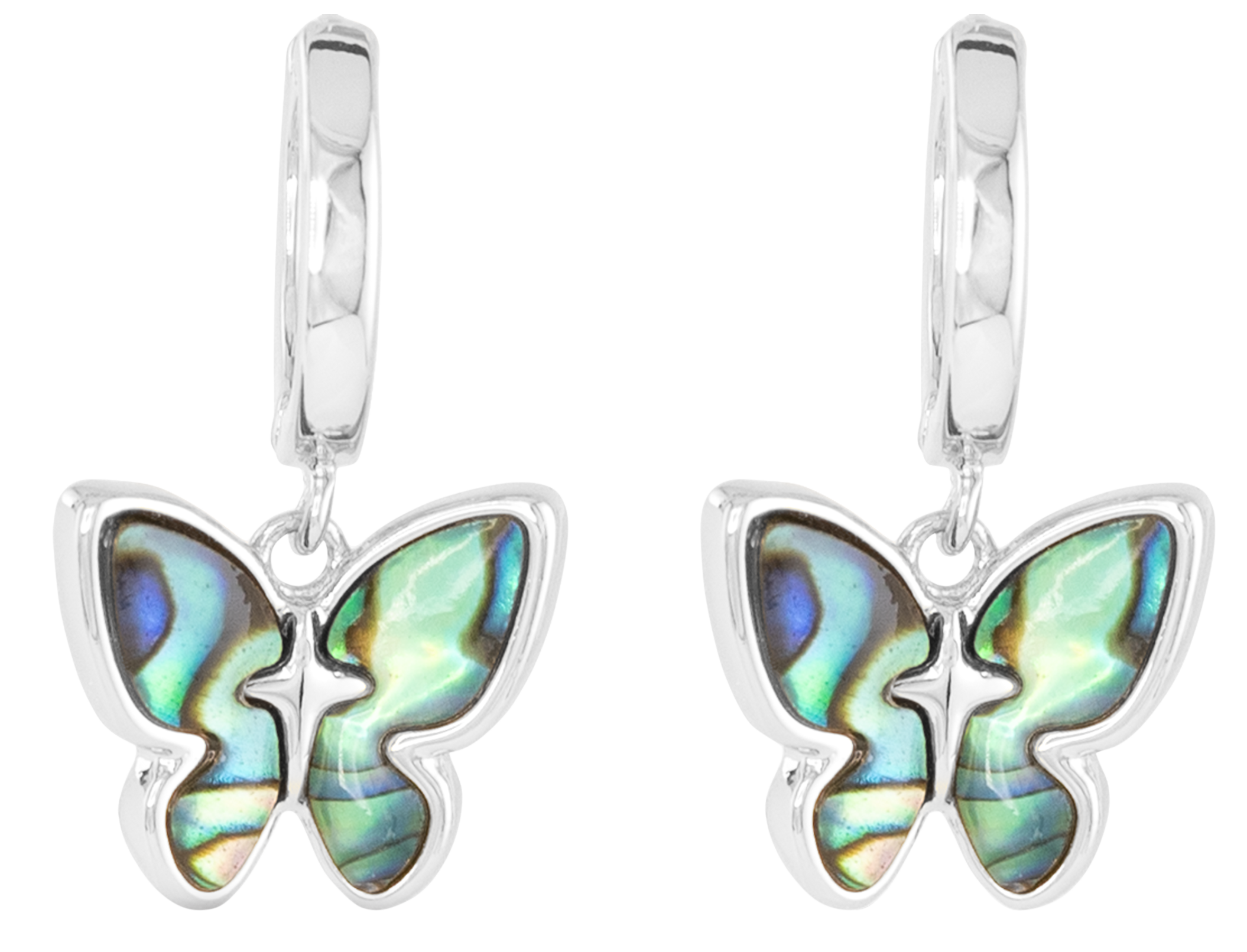 Image of Amanda Blu Silver Abalone Blue Butterfly Earrings