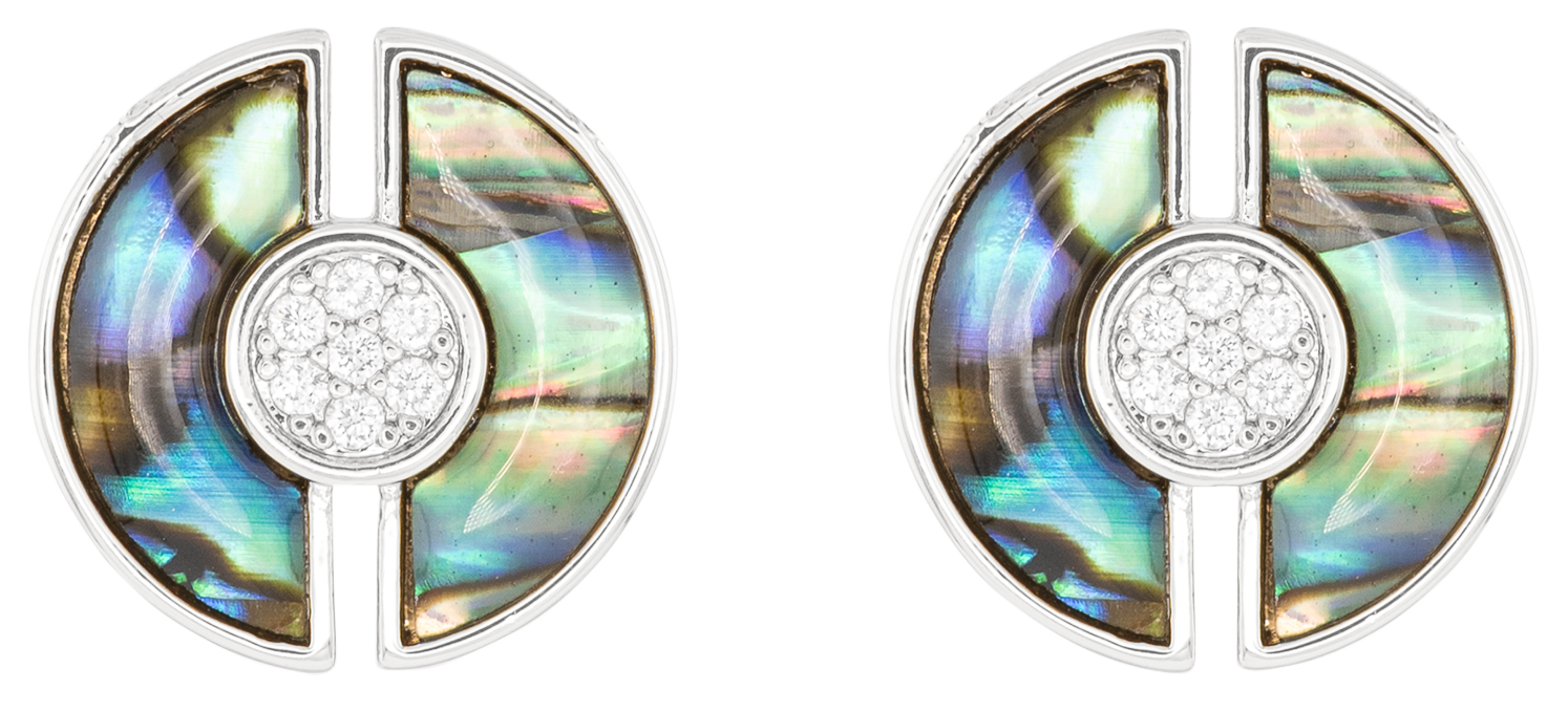 Image of Amanda Blu Silver Abalone and Cubic Zirconia Blue Circle Earrings