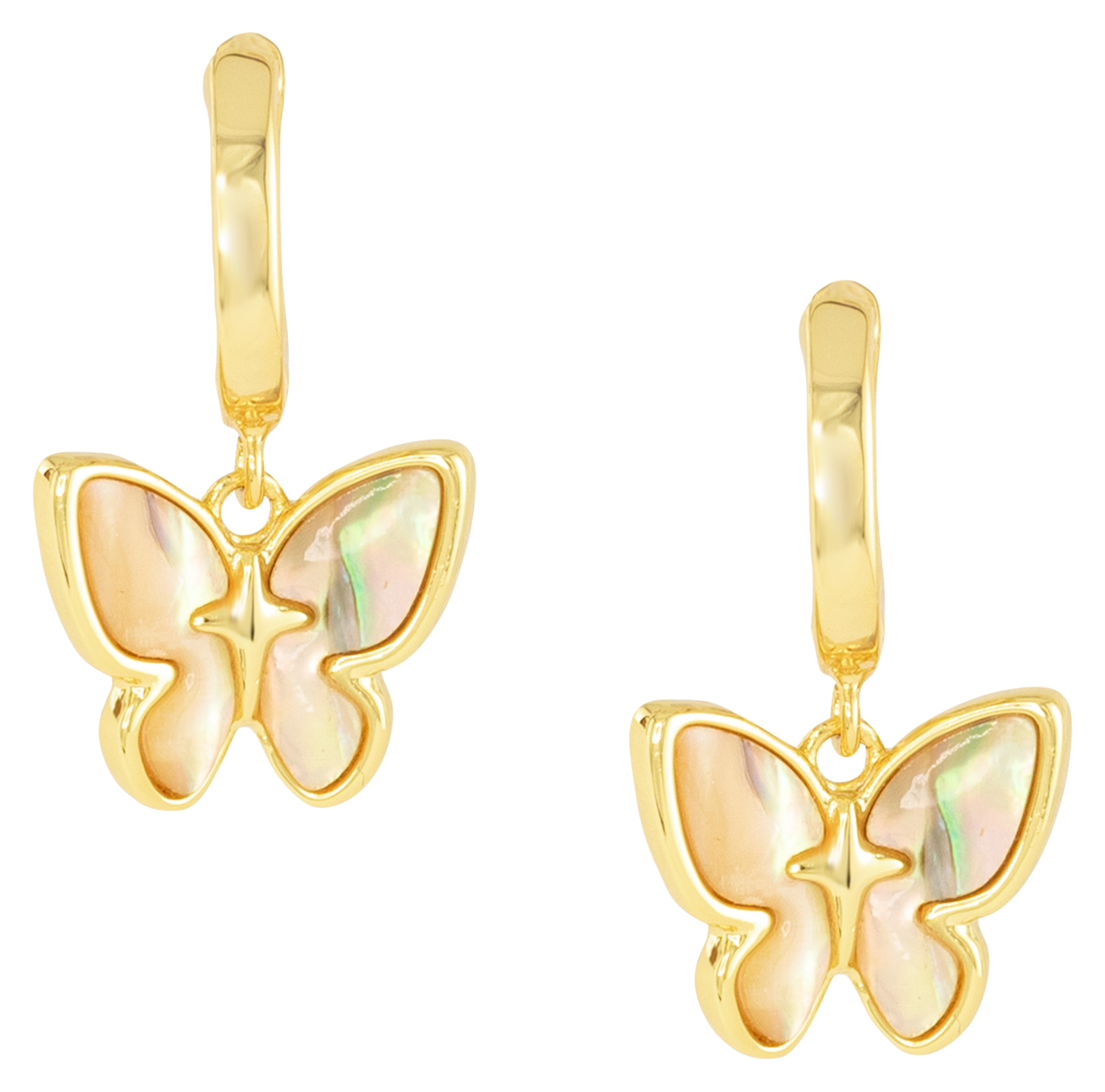 Image of Amanda Blu Gold Abalone Tan Butterfly Earrings