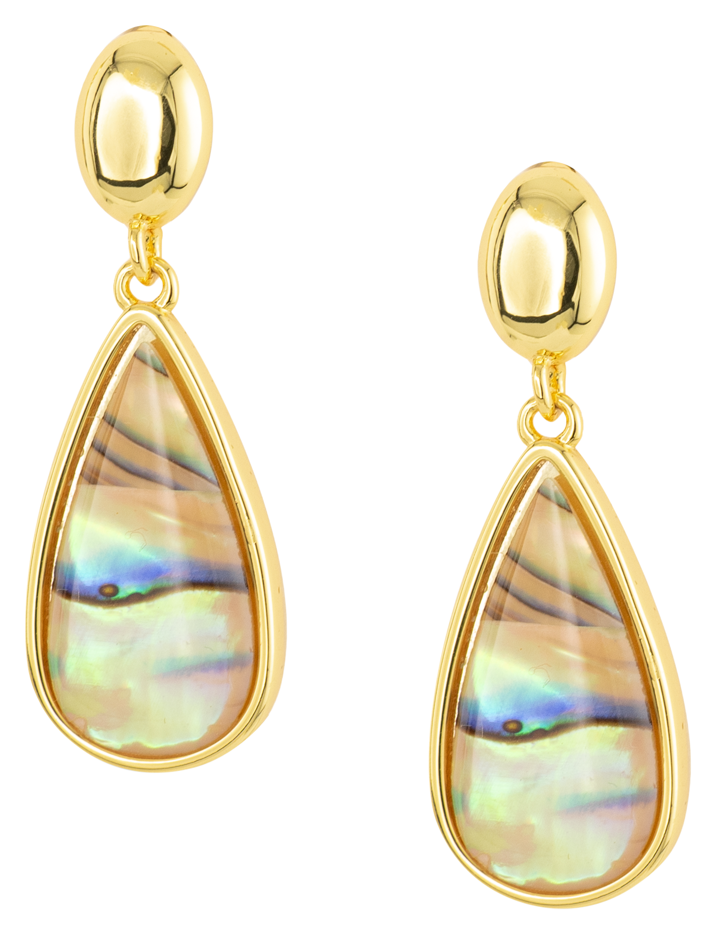 Image of Amanda Blu Gold Abalone Tan Teardrop Earrings