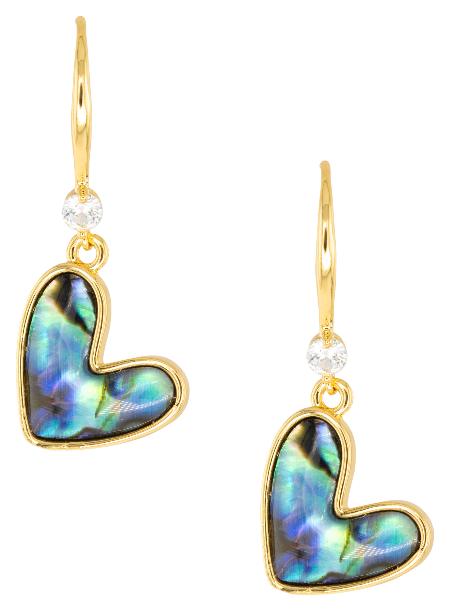 Image of Amanda Blu Gold Abalone Blue Heart Drop Earrings