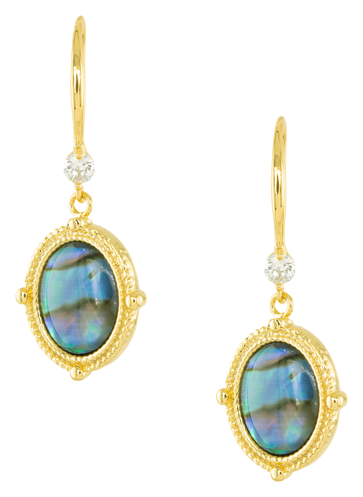 Image of Amanda Blu Gold Abalone Blue Compass Drop Earrings