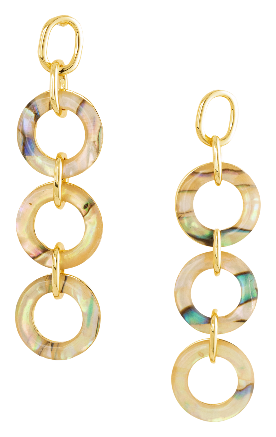 Image of Amanda Blu Gold Abalone Tan Link Drop Earrings