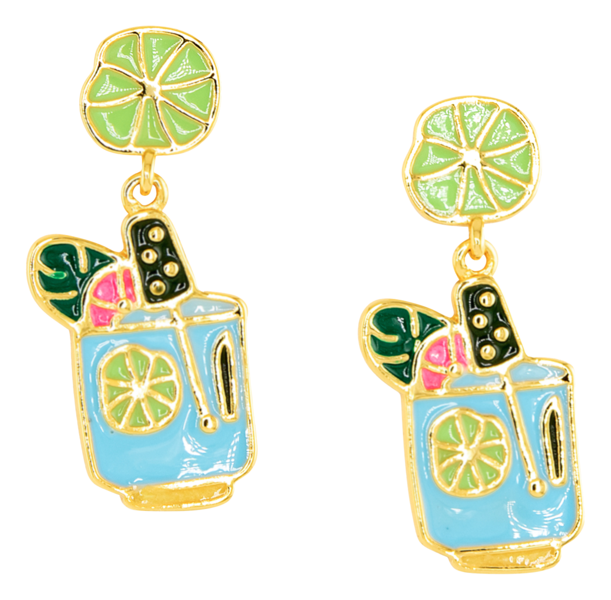 Image of Amanda Blu Gold Enamel Blue Cocktail Earrings