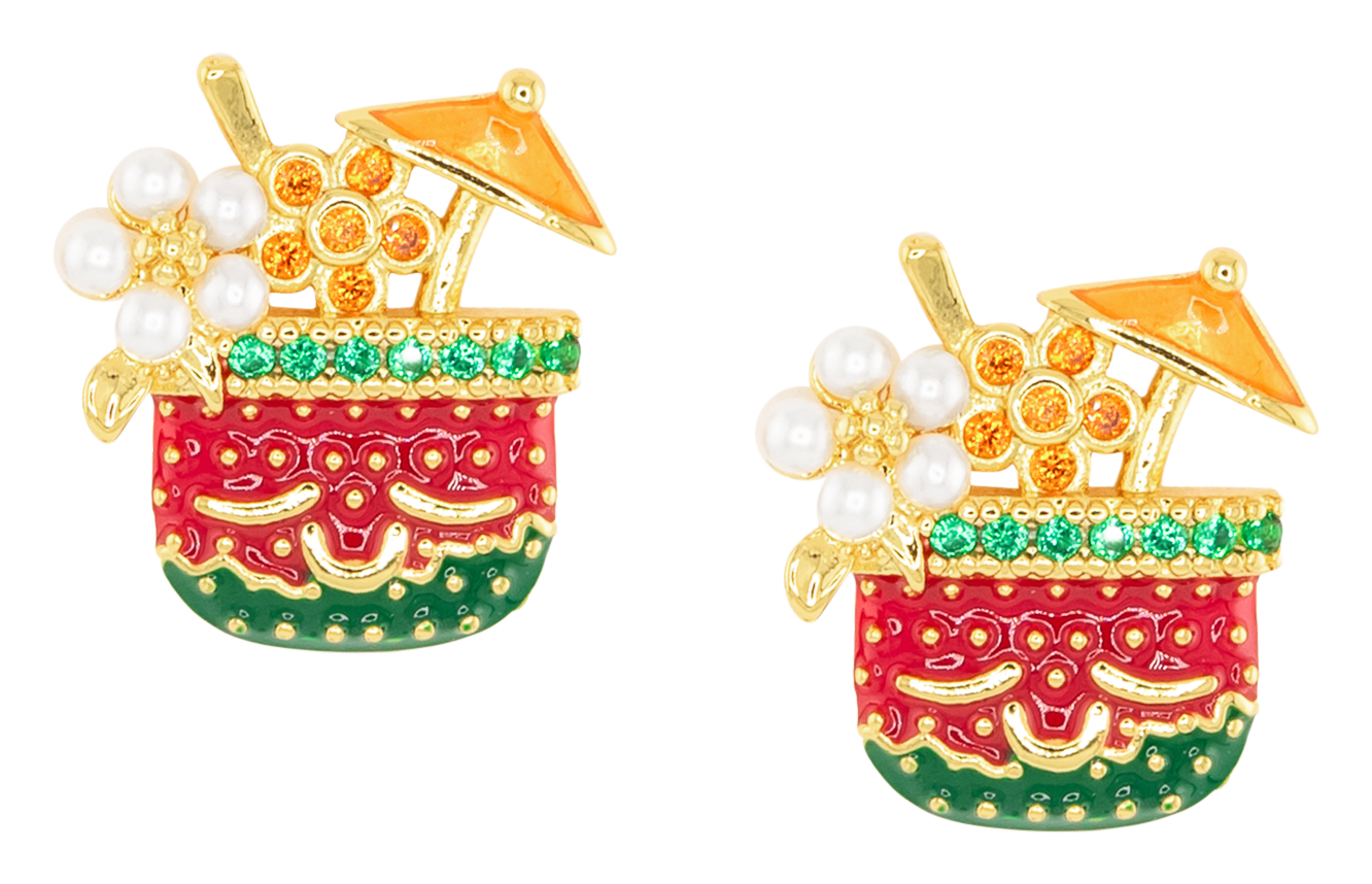 Image of Amanda Blu Gold Enamel Tropical Drink Earrings