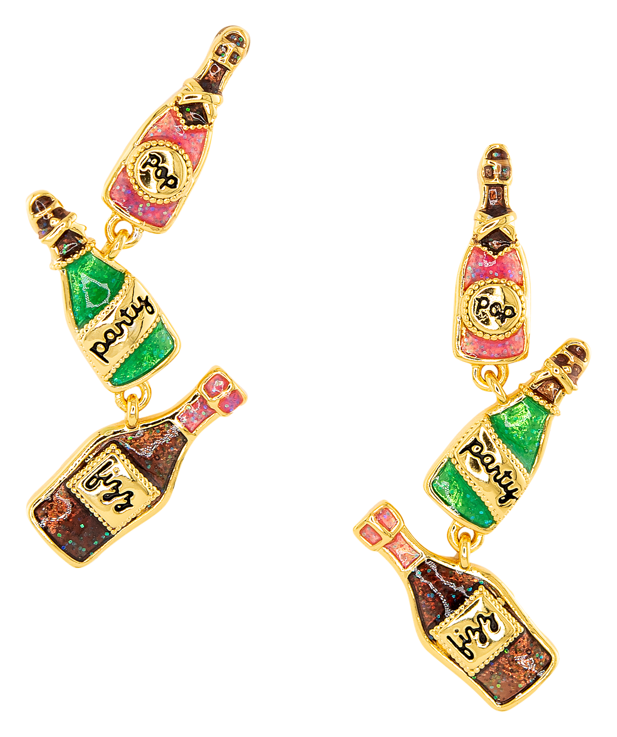 Image of Amanda Blu Gold Enamel Pop Fizz Clink Earrings