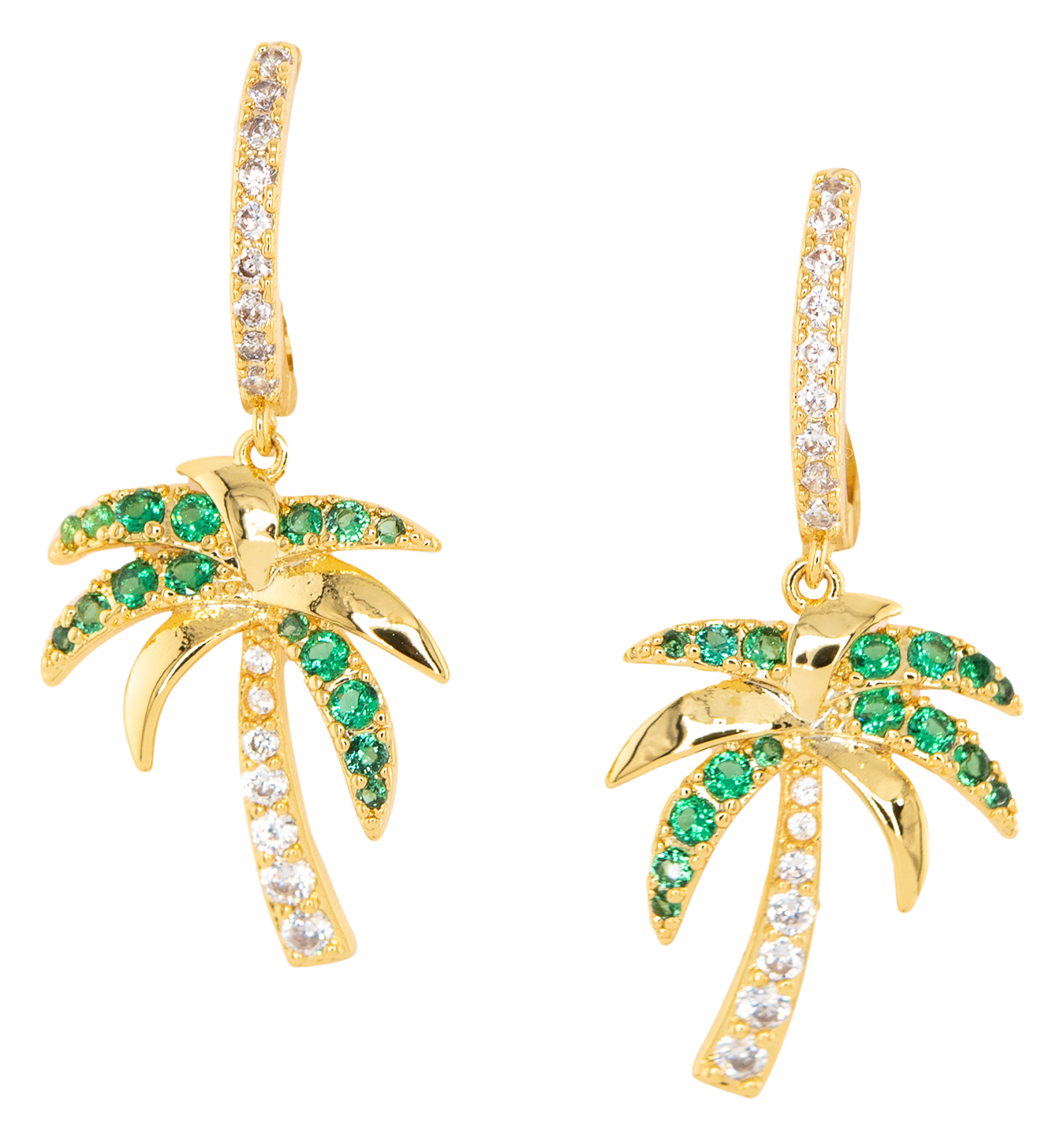Image of Amanda Blu Palm Tree Cubic Zirconia Gold Earrings