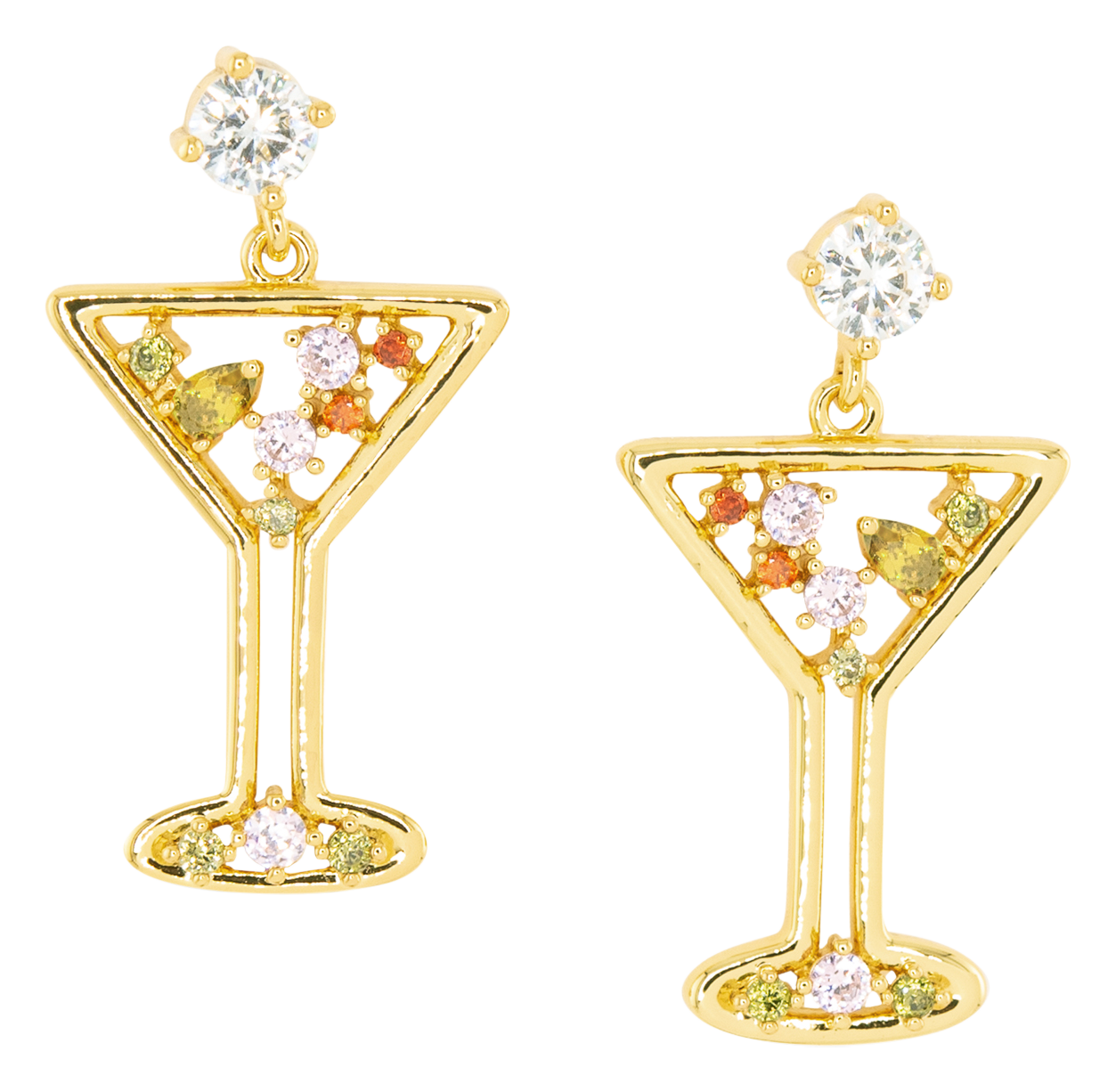 Image of Amanda Blu Colorful Martini Cubic Zirconia Gold Earrings