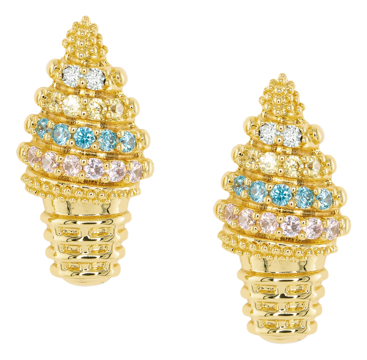 Image of Amanda Blu Ice Cream Cone Cubic Zirconia Gold Earrings