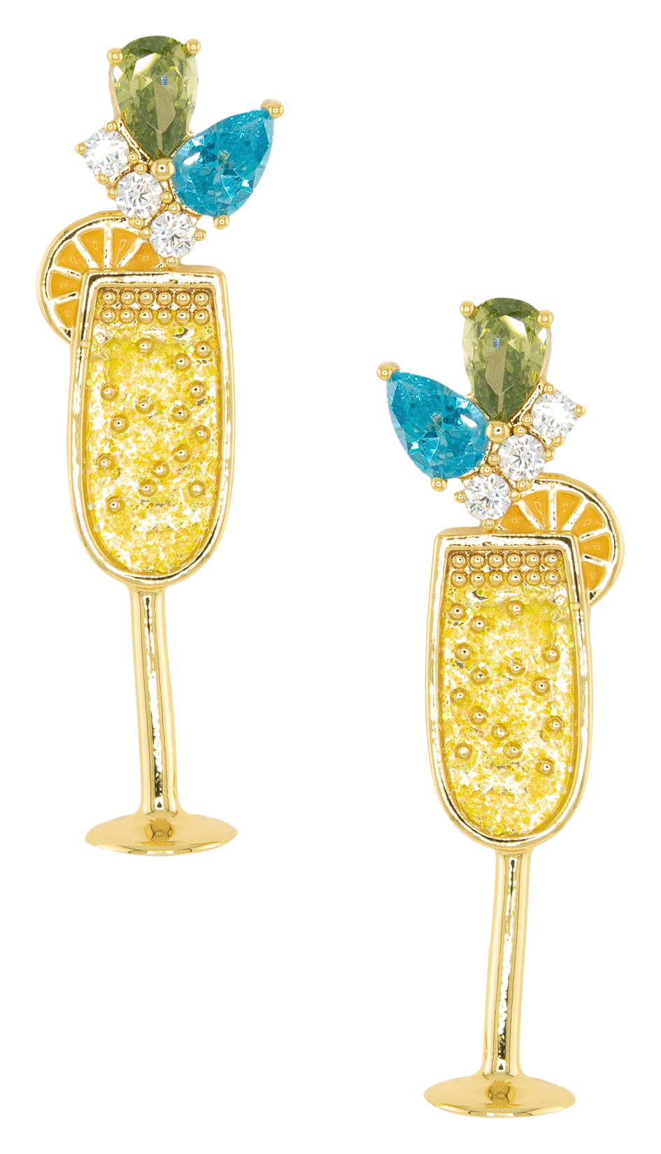 Image of Amanda Blu Fluted Drinks Cubic Zirconia Gold Earrings