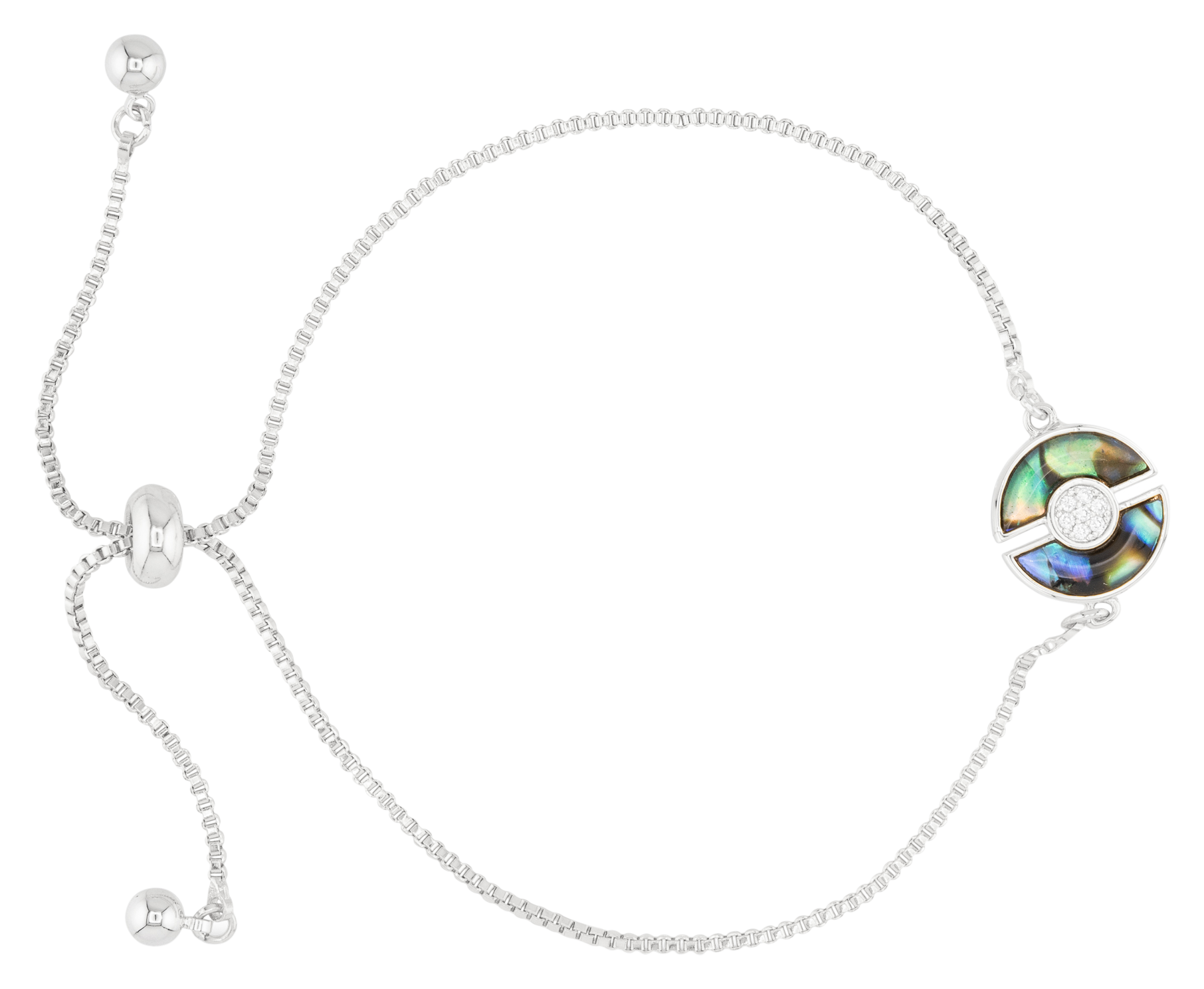 Image of Amanda Blu Abalone and CZ Blue Circle Silver Bracelet