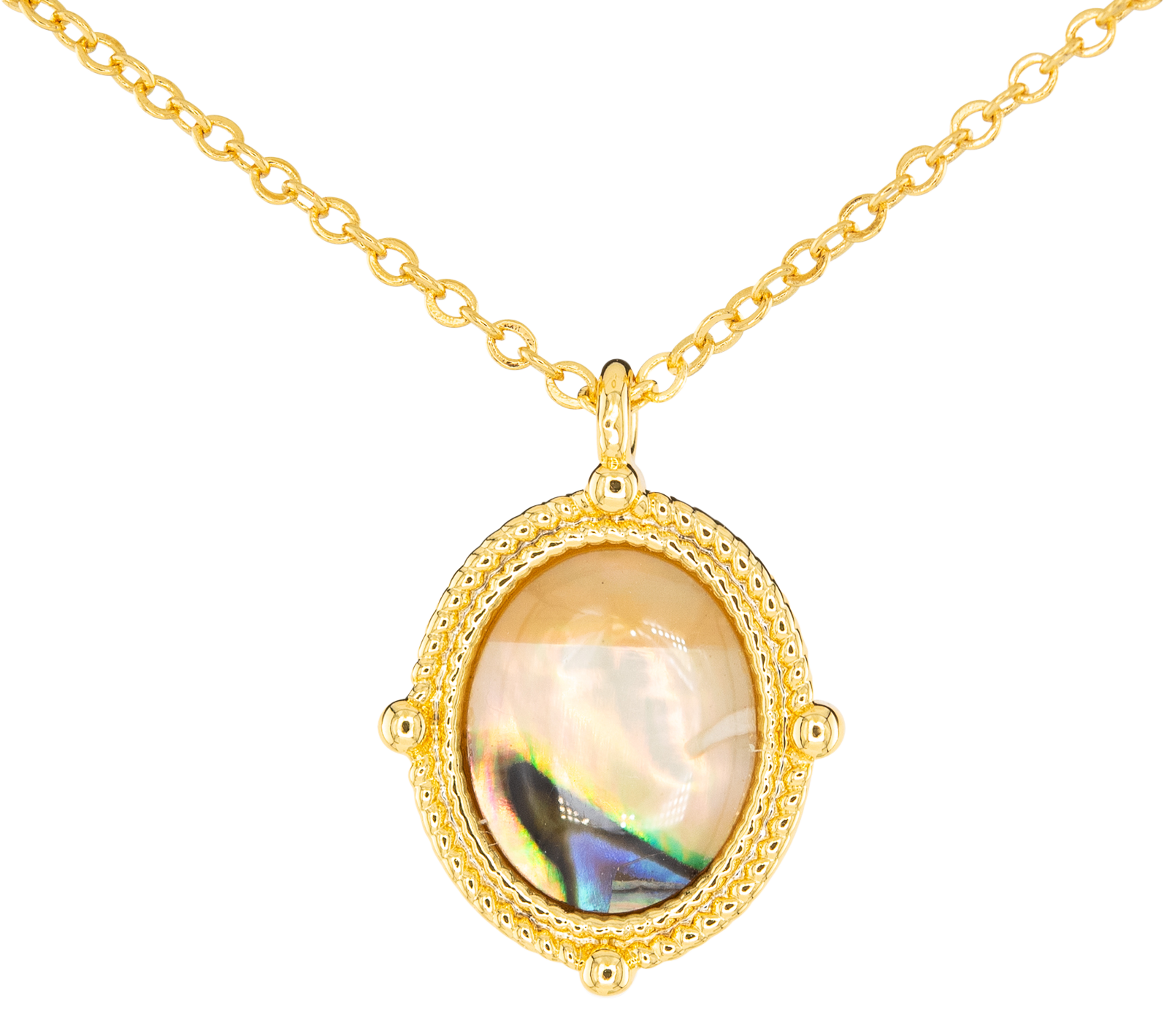 AMANDA BLU Abalone Tan Compass Gold Necklace