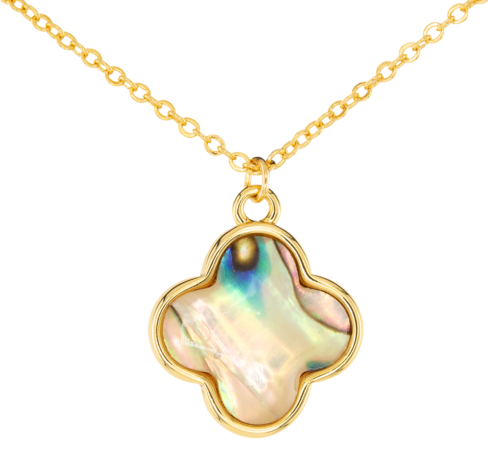 AMANDA BLU Abalone Tan Clover Gold Necklace
