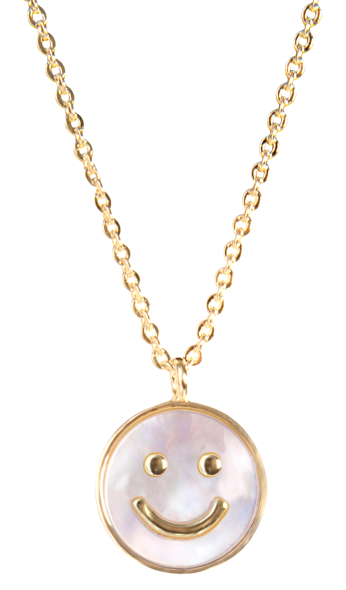 AMANDA BLU Mother of Pearl Smiley Face Gold Necklace