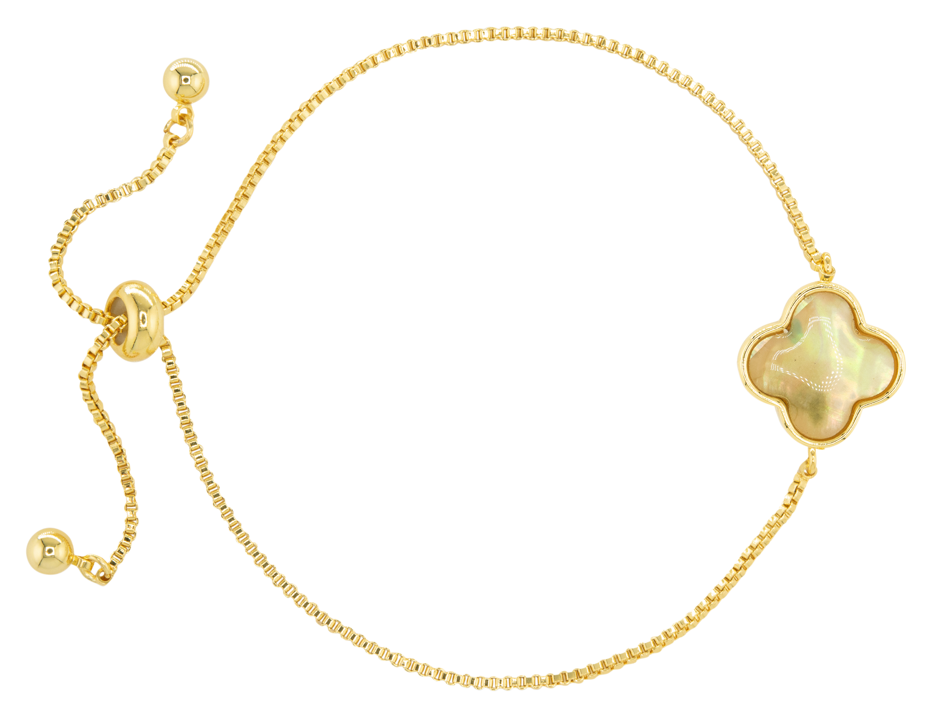 Image of Amanda Blu Abalone Tan Clover Gold Bracelet