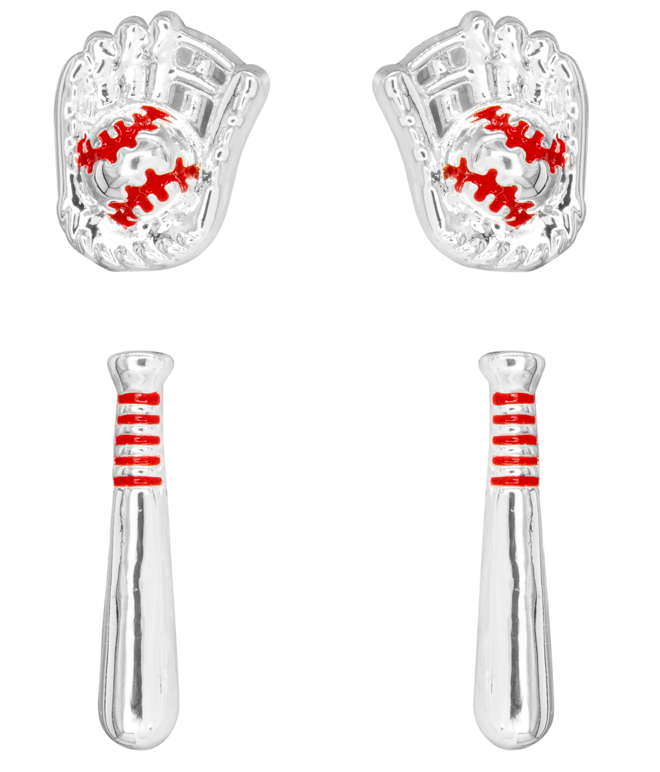 Image of Amanda Blu Silver Baseball Earrings 2-Piece Set