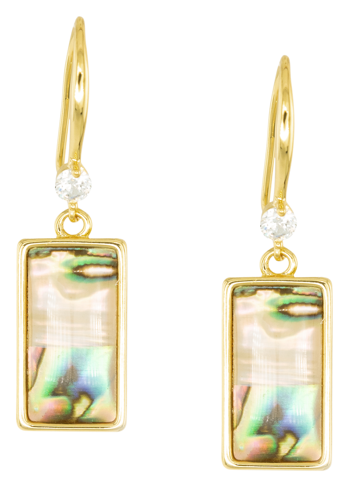 Image of Amanda Blu Gold Abalone Tan Rectangle Drop Earrings