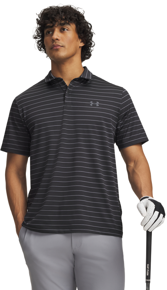 Image of Under Armour Matchplay Stripe Short-Sleeve Polo - Black