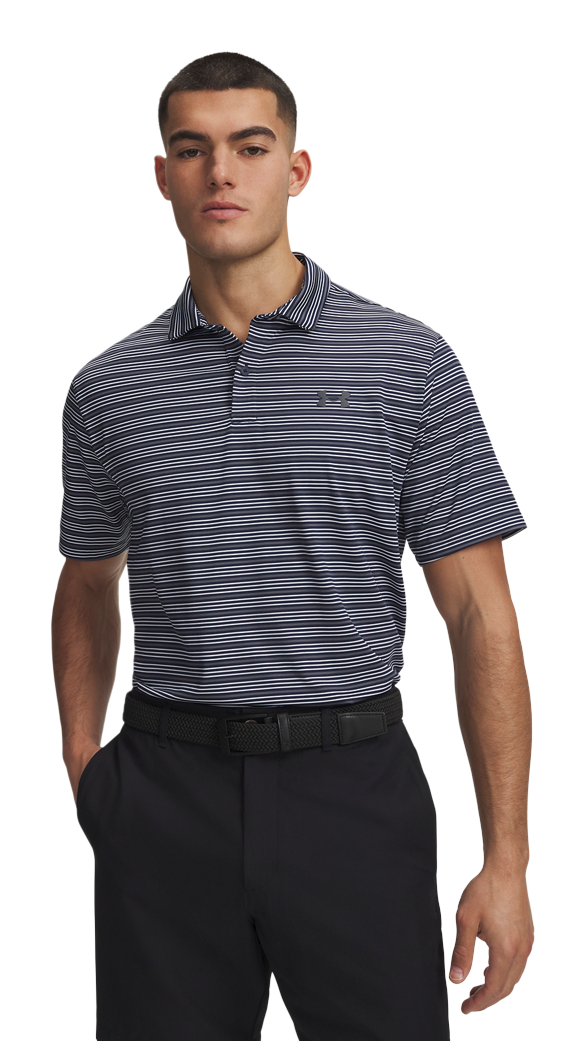 Image of Under Armour Matchplay Stripe Short-Sleeve Polo - Academy