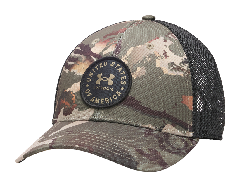 Image of Under Armour Freedom USA Patch Mid-Crown Trucker Cap - UA Barren Camo