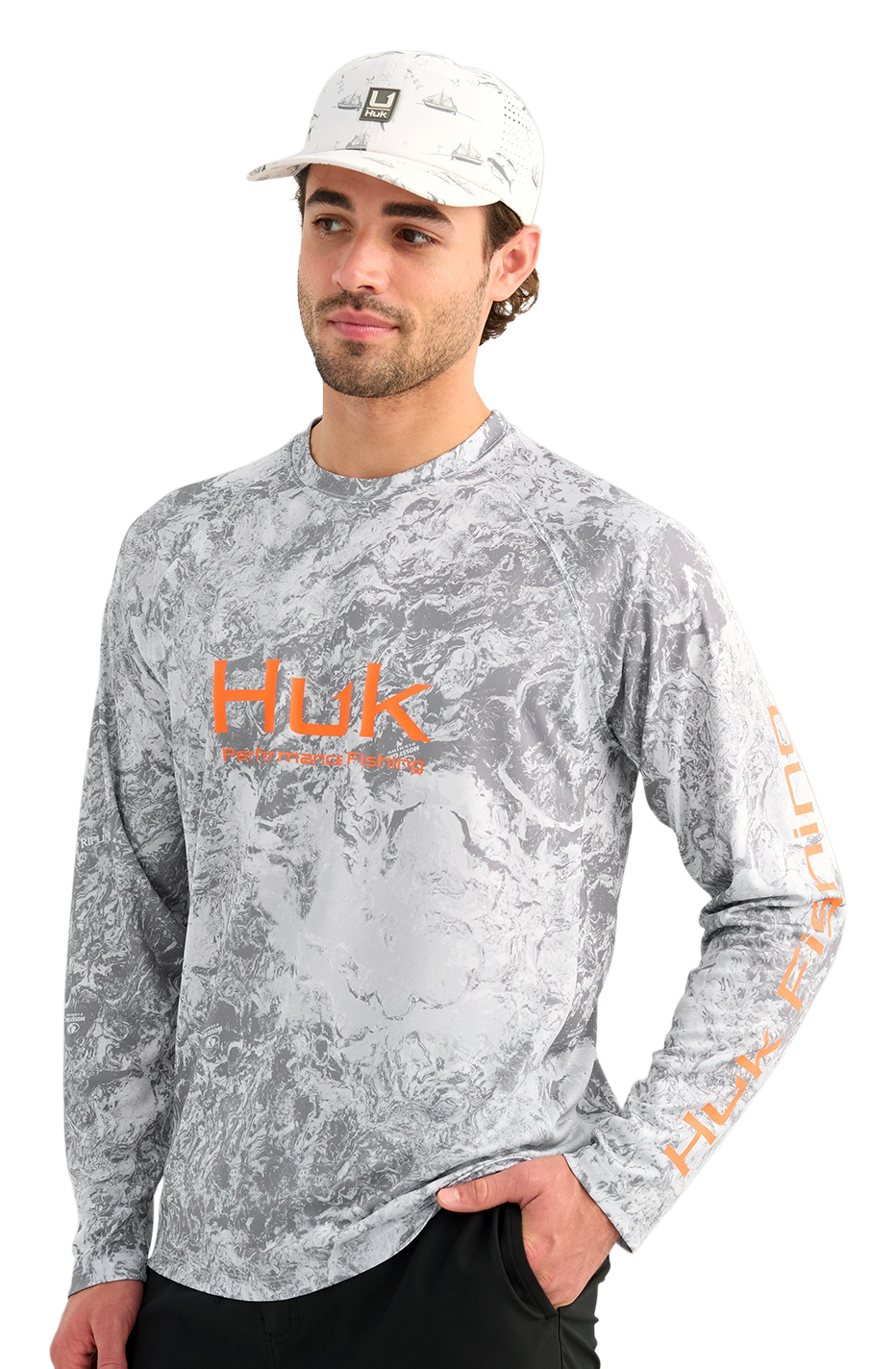Image of Huk Pursuit Mossy Oak Long-Sleeve T-Shirt - Seagull