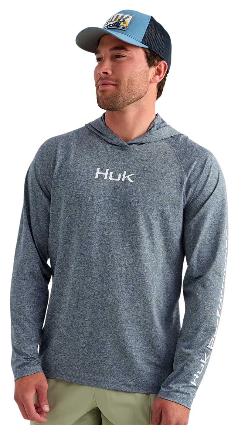 Image of Huk Airweight Hoodie - Storm Blue Heather