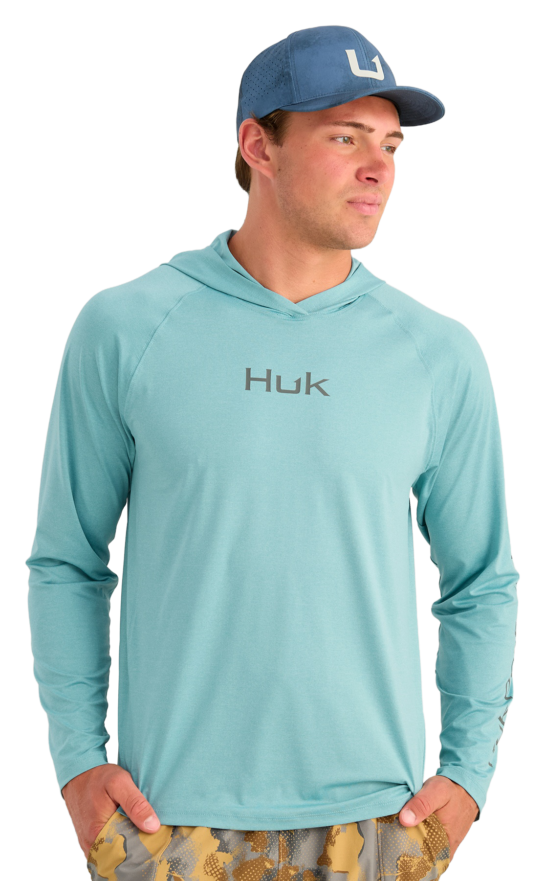 Image of Huk Airweight Hoodie - Reefline Heather