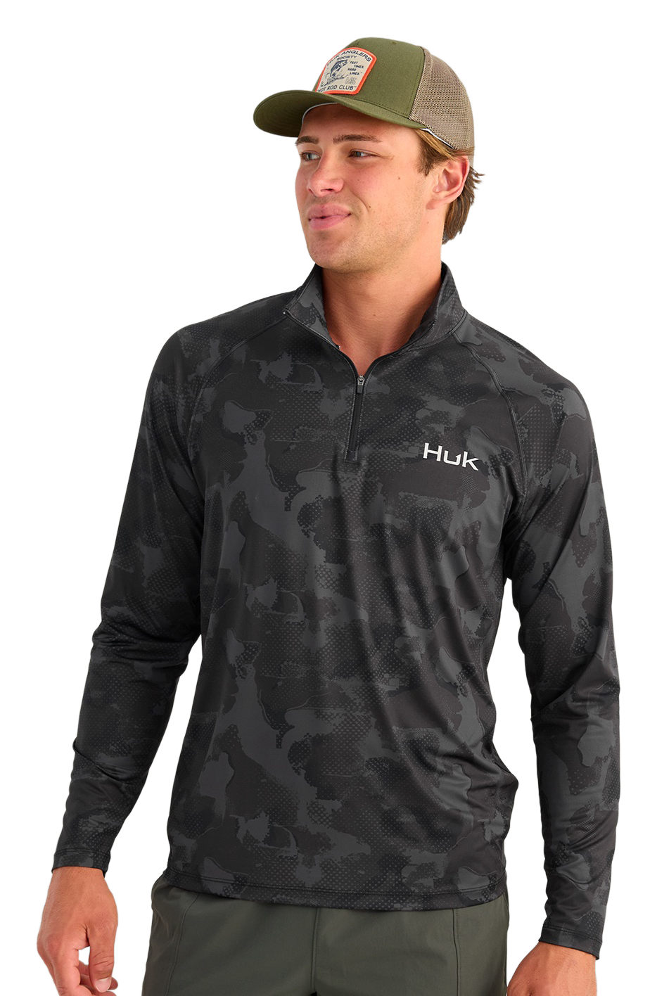 Image of Huk Airweight KC Printed Quarter-Zip Pullover - Black Tideloom Camo