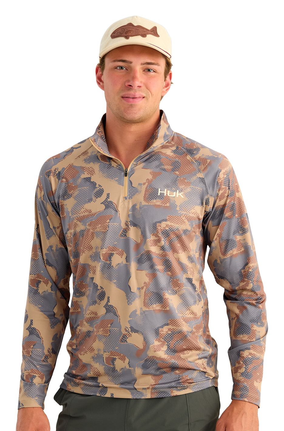 Huk Airweight KC Printed Quarter-Zip Pullover - Starfish Tideloom Camo