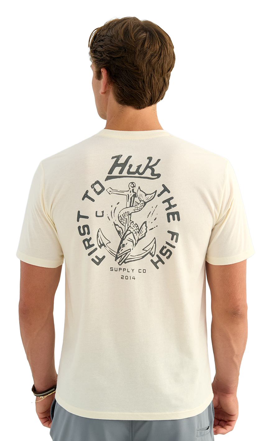 Huk Huk First To The Fish Vintage Short-Sleeve T-Shirt - Egret - $28.00 at Bass Pro Shops