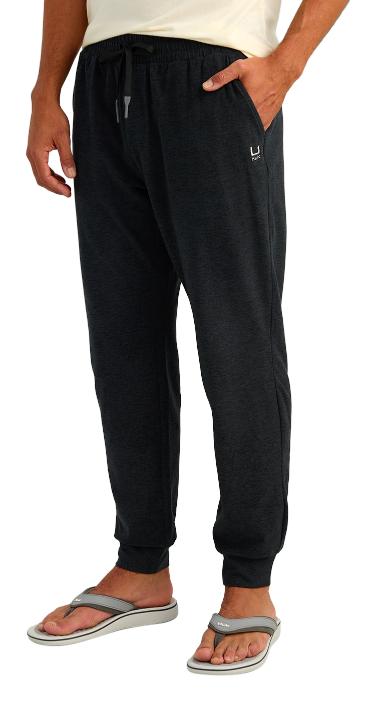 HUK Leeward Fleece Jogger - Heather Black XXL