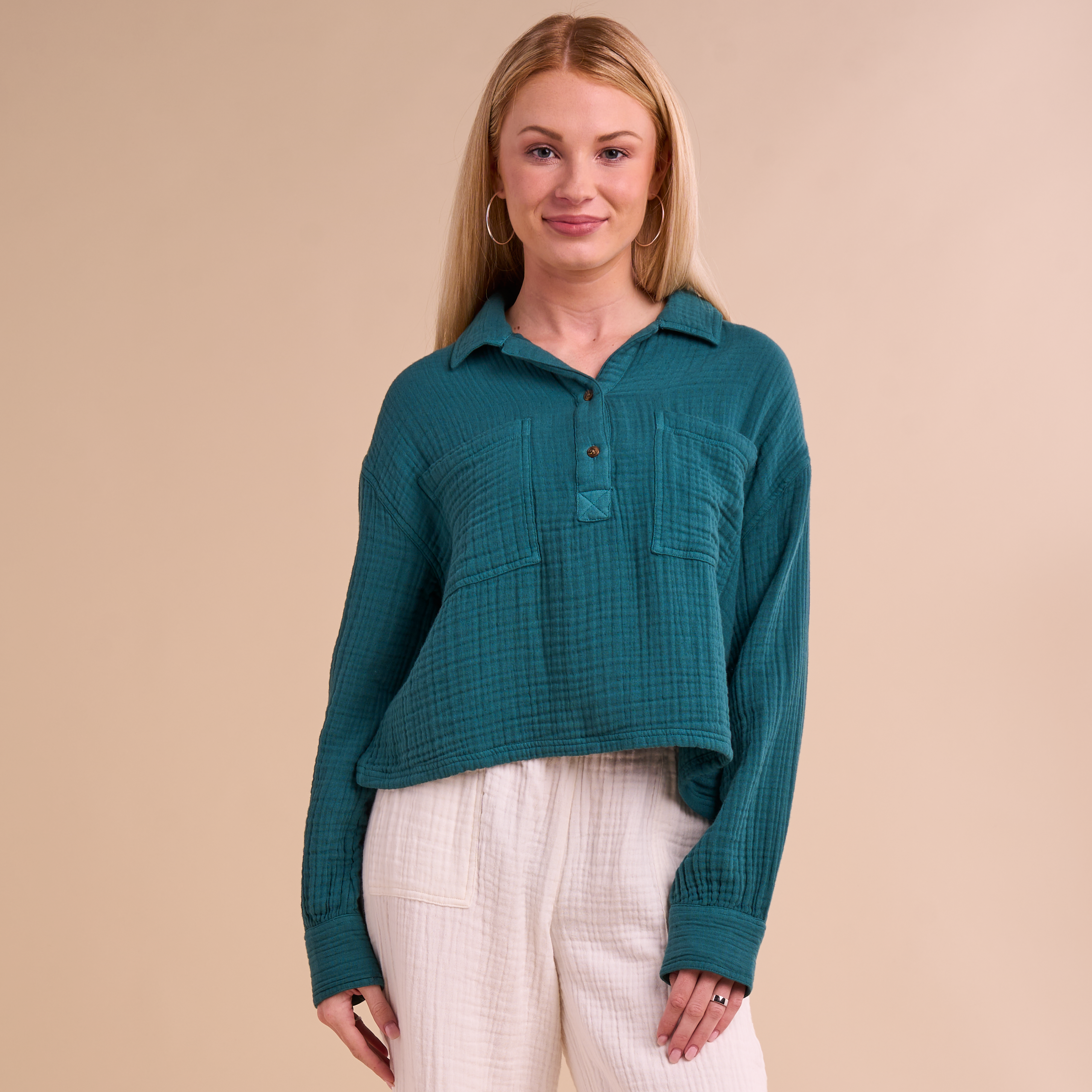Image of Natural Reflections Double Cloth Long-Sleeve Pullover