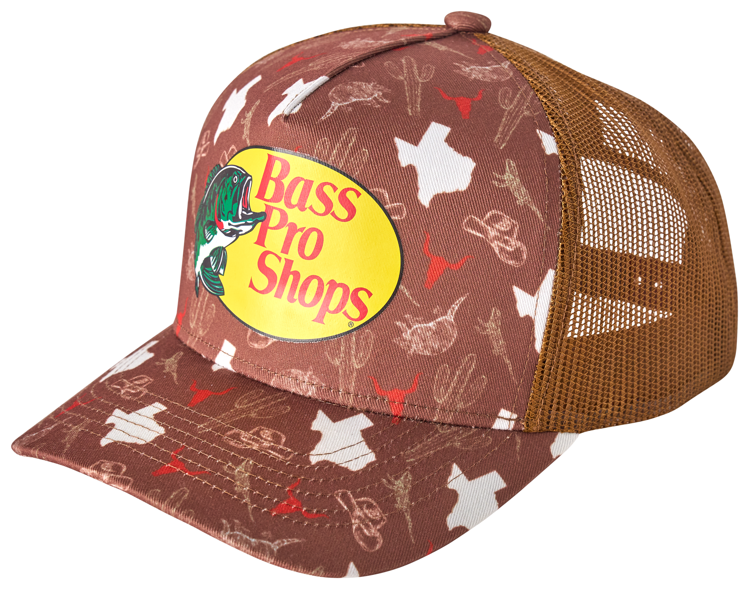 Image of Bass Pro Shops Coastal Texas Print Snapback Cap - Brown