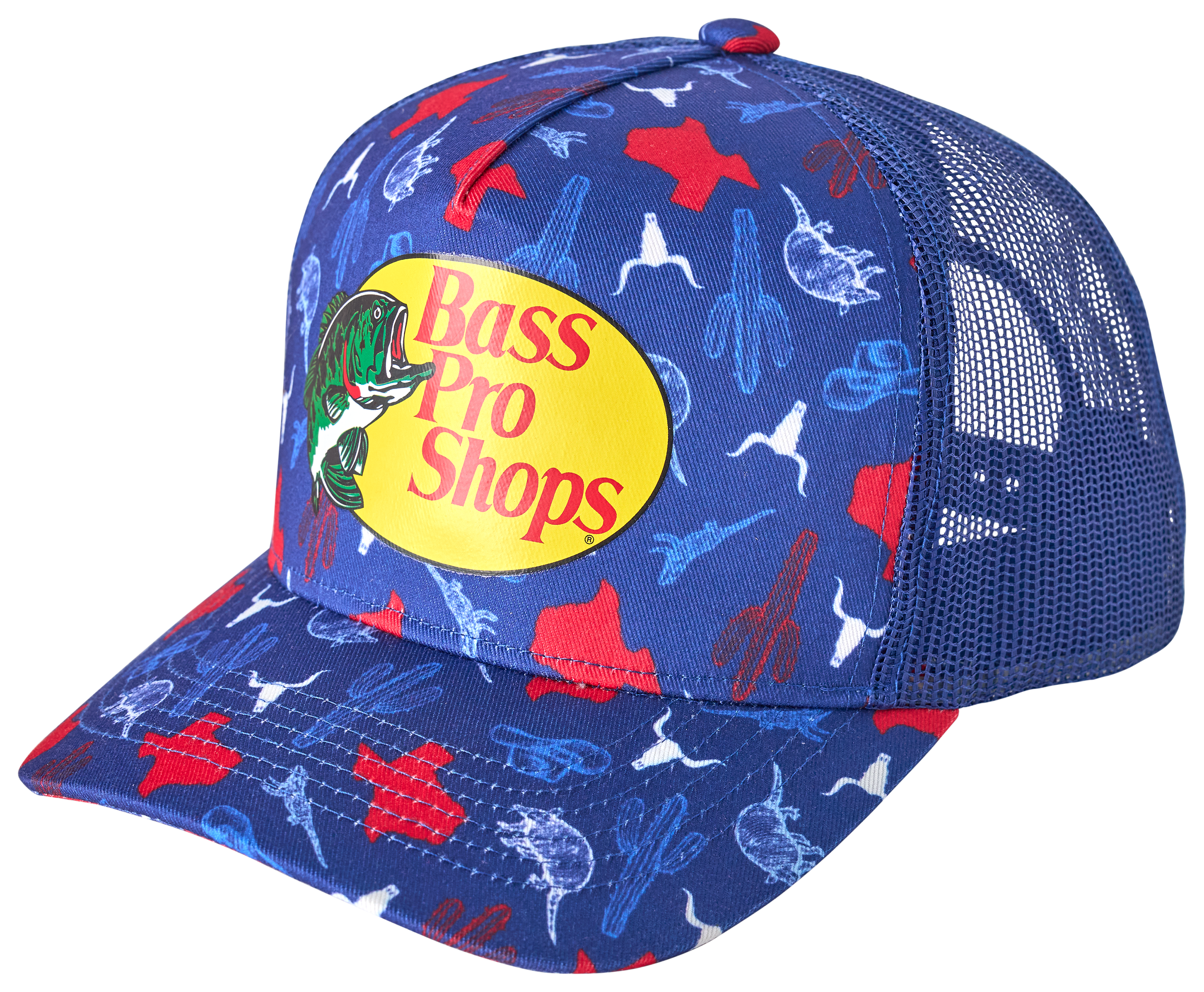 Image of Bass Pro Shops Coastal Texas Print Snapback Cap - Blue