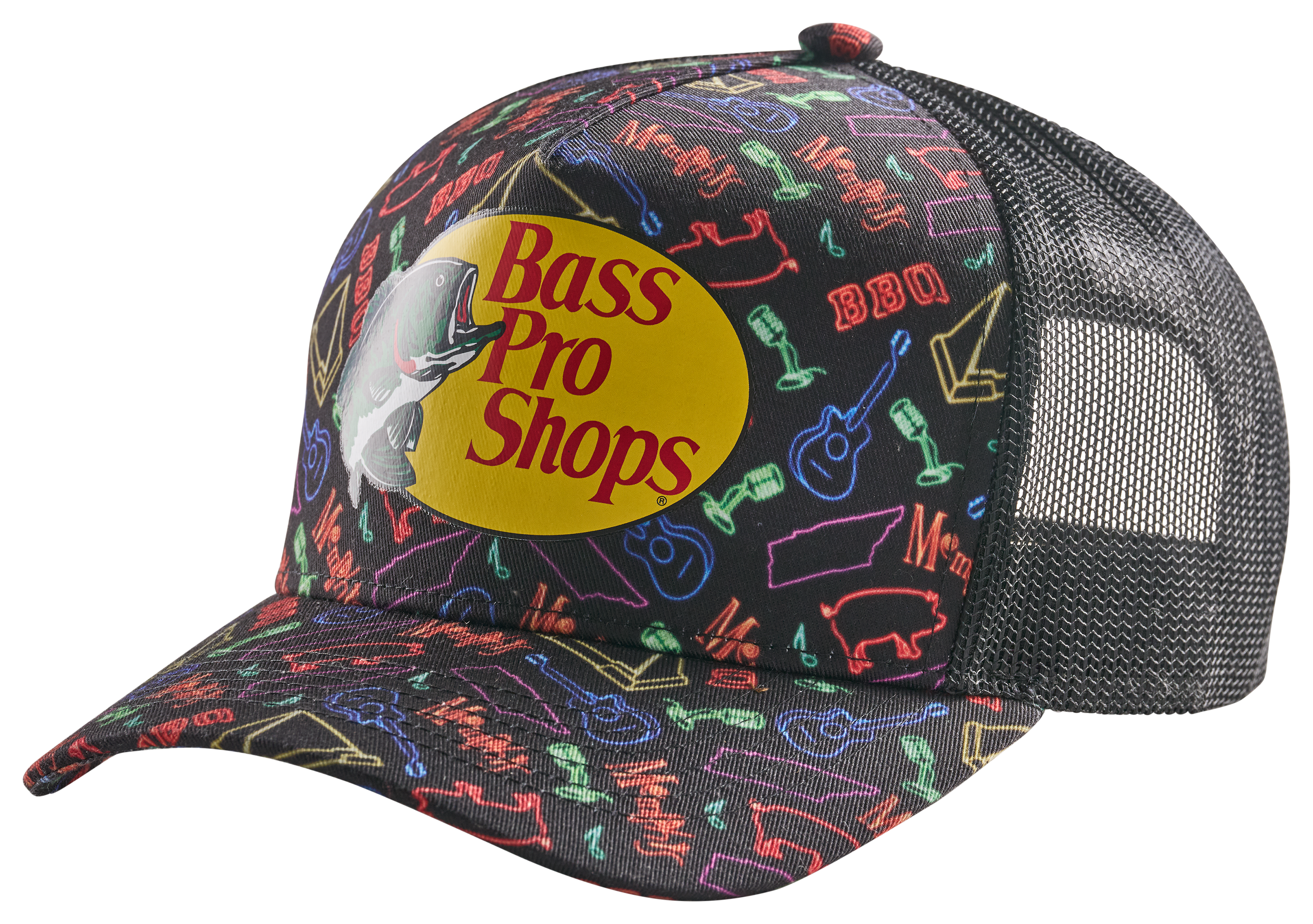 Image of Bass Pro Shops Neon Memphis Print Snapback Cap