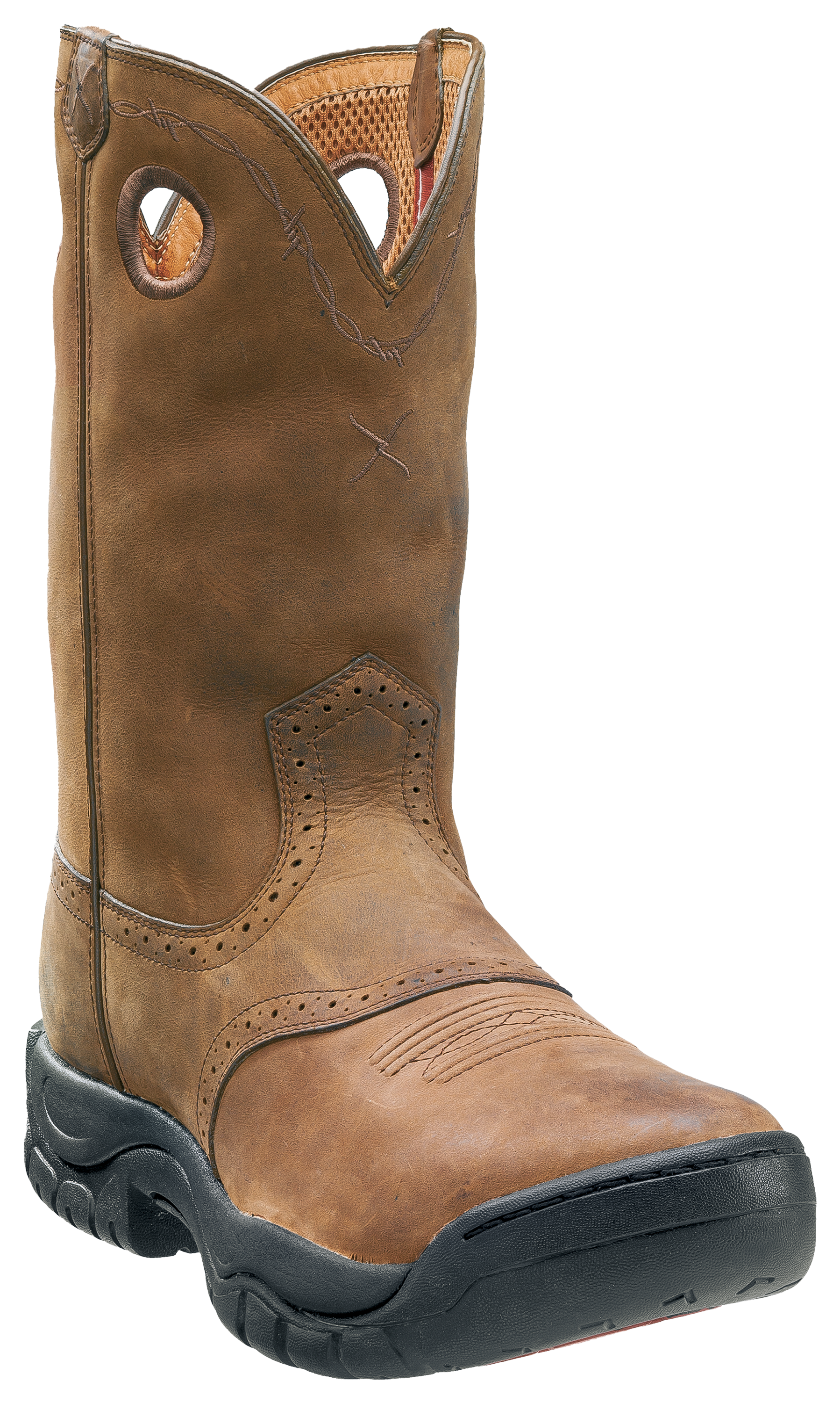 Image of Twisted X All Around Western Work Boots for Men - Distressed/Saddle - 7.5M
