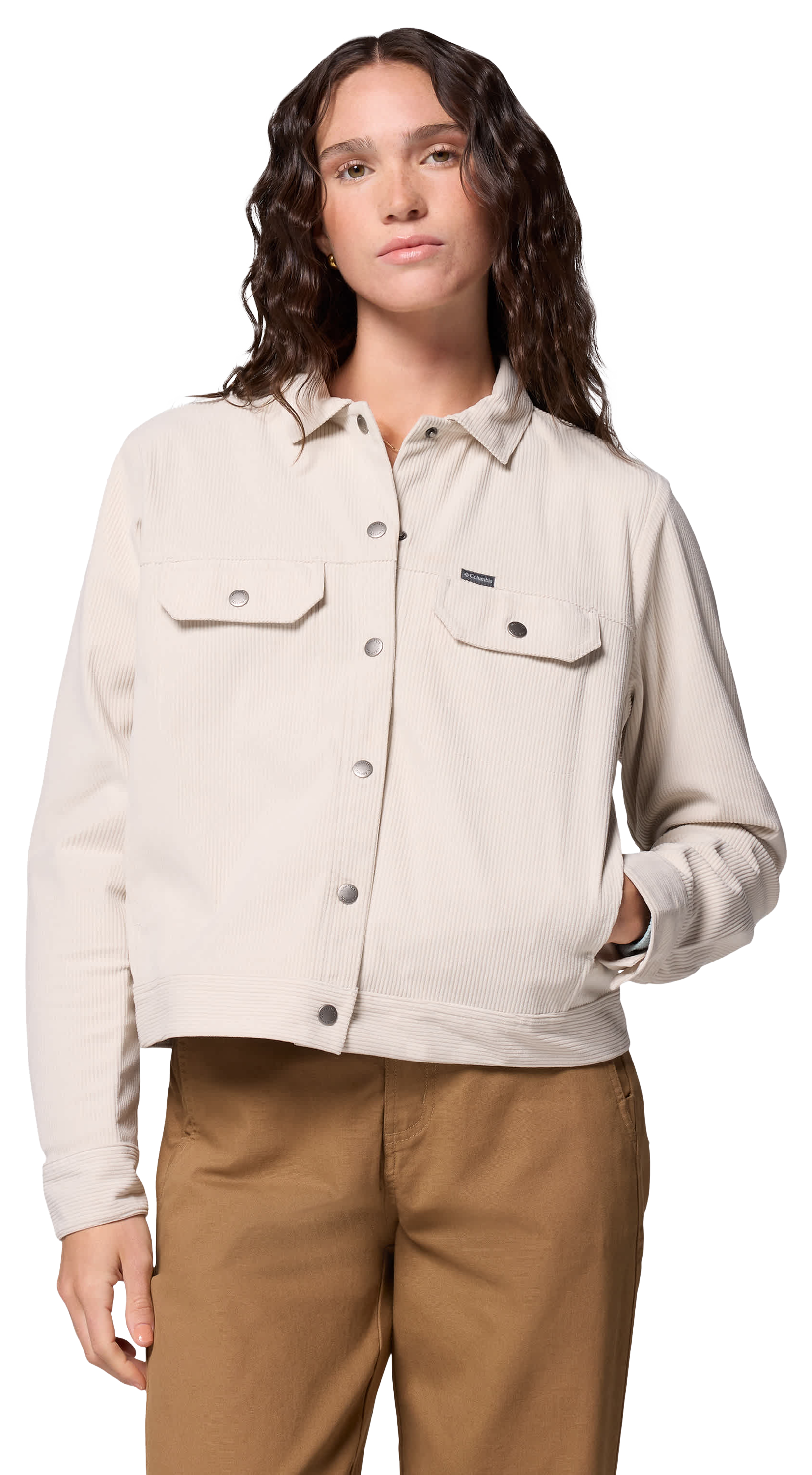 Image of Columbia Blue Point Creek Short Corduroy Shirt Jacket - Dark Stone - M