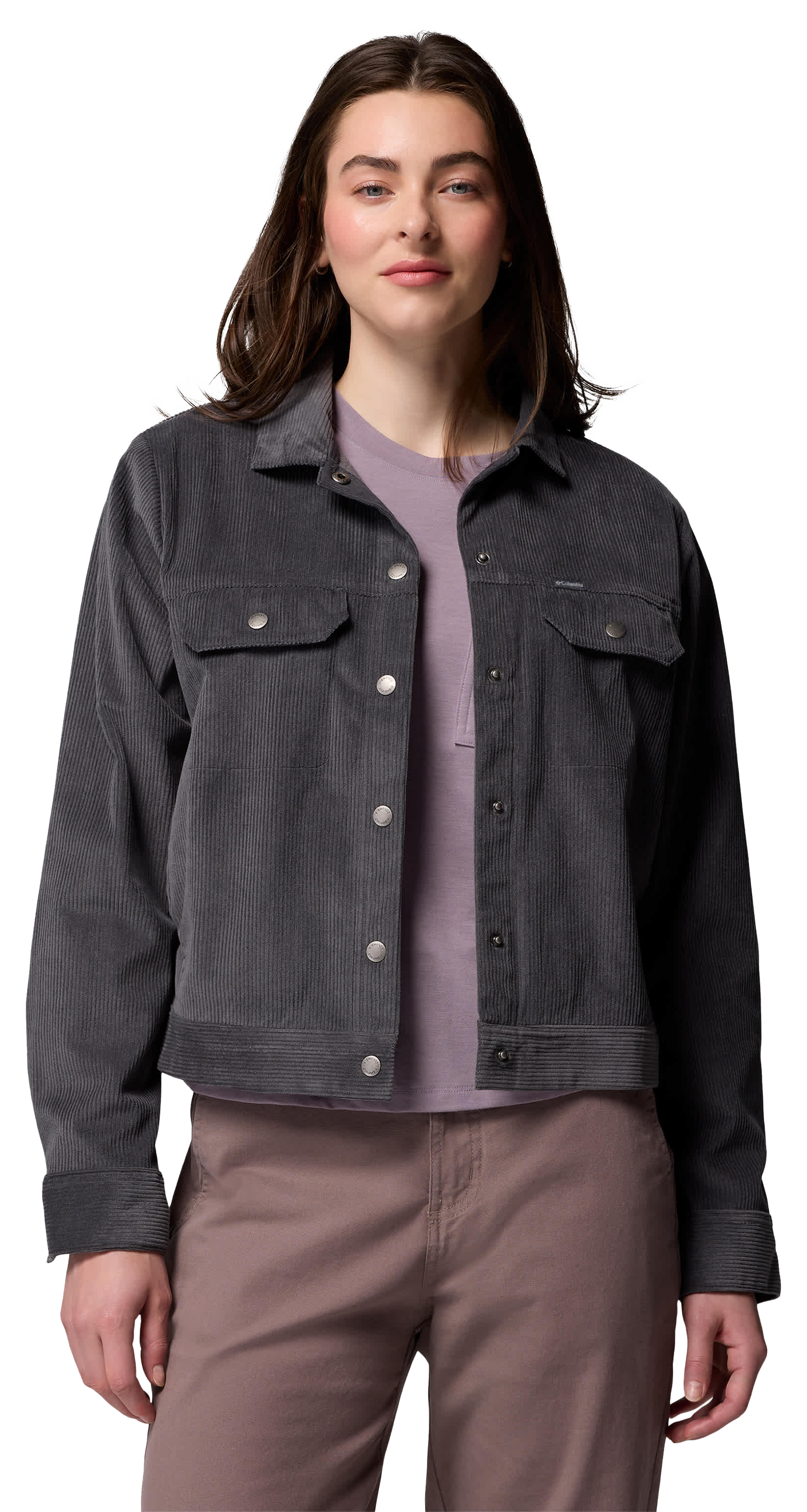 Image of Columbia Blue Point Creek Short Corduroy Shirt Jacket - Shark - M