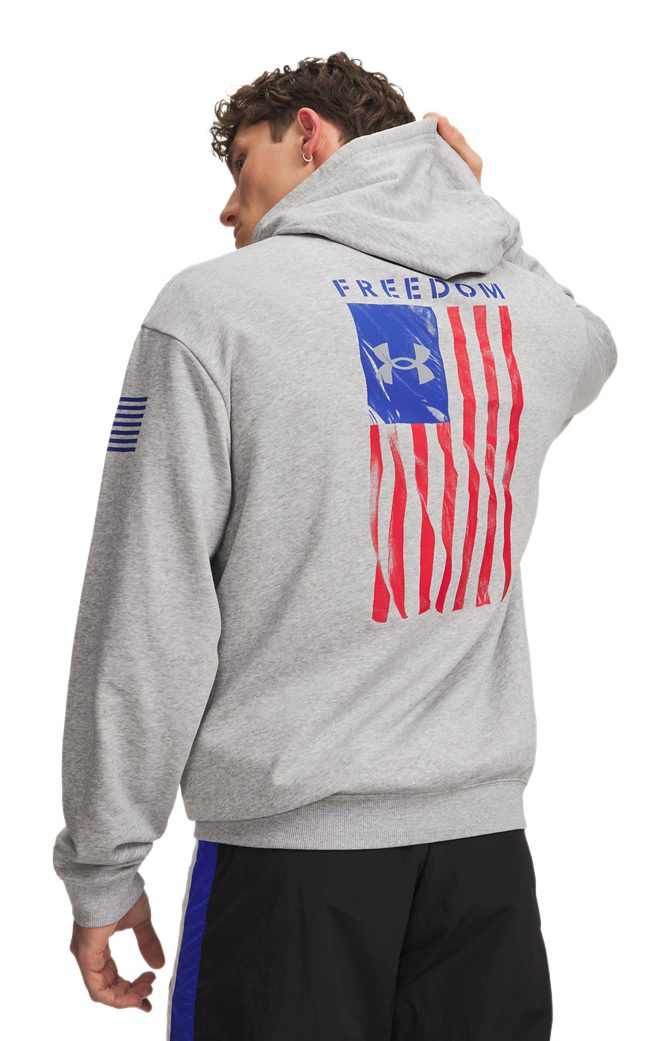 Image of Under Armour Freedom Flag Hoodie - Steel Medium Heather/Royal