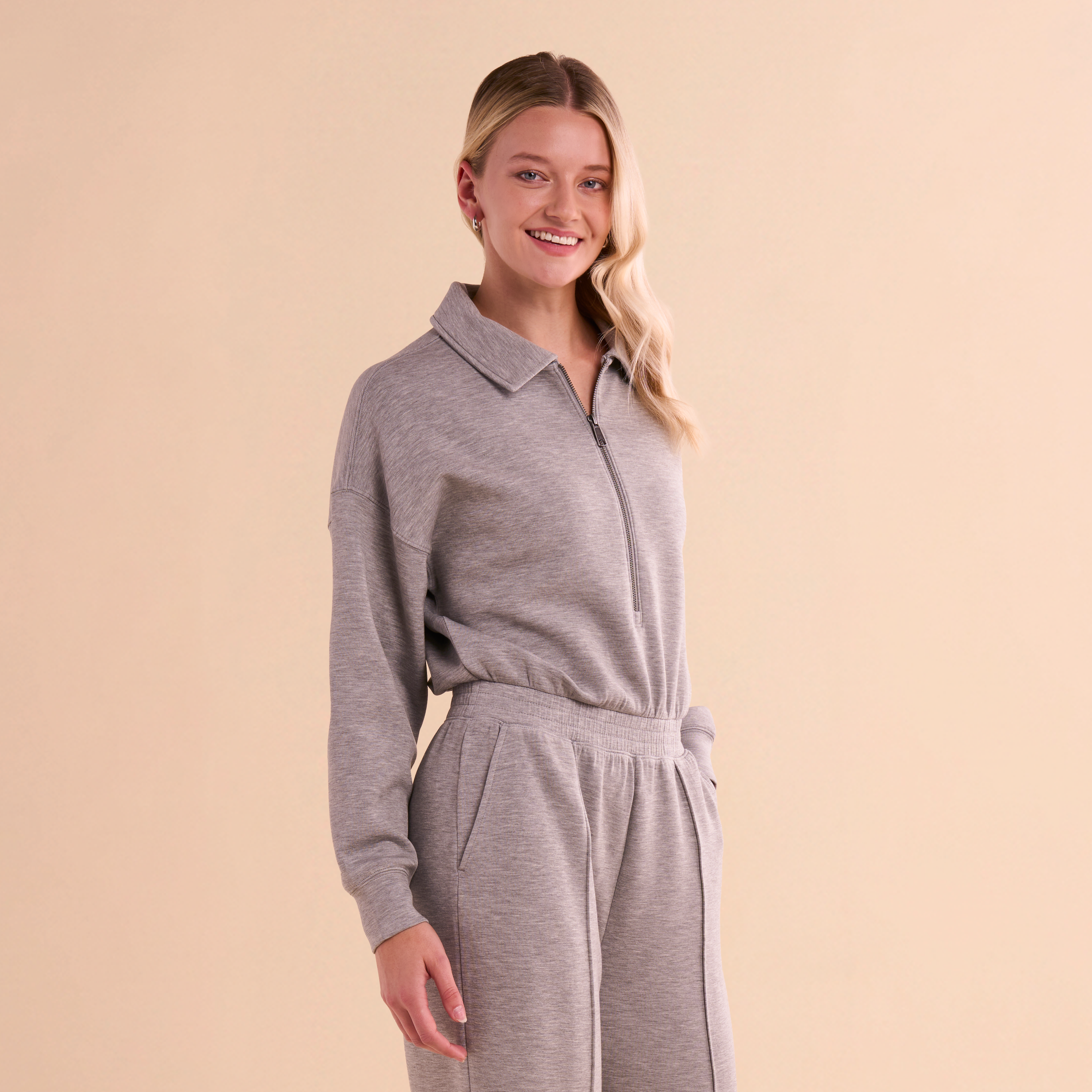 Image of Natural Reflections Soft Haven Scuba Jumpsuit - Heather Gray