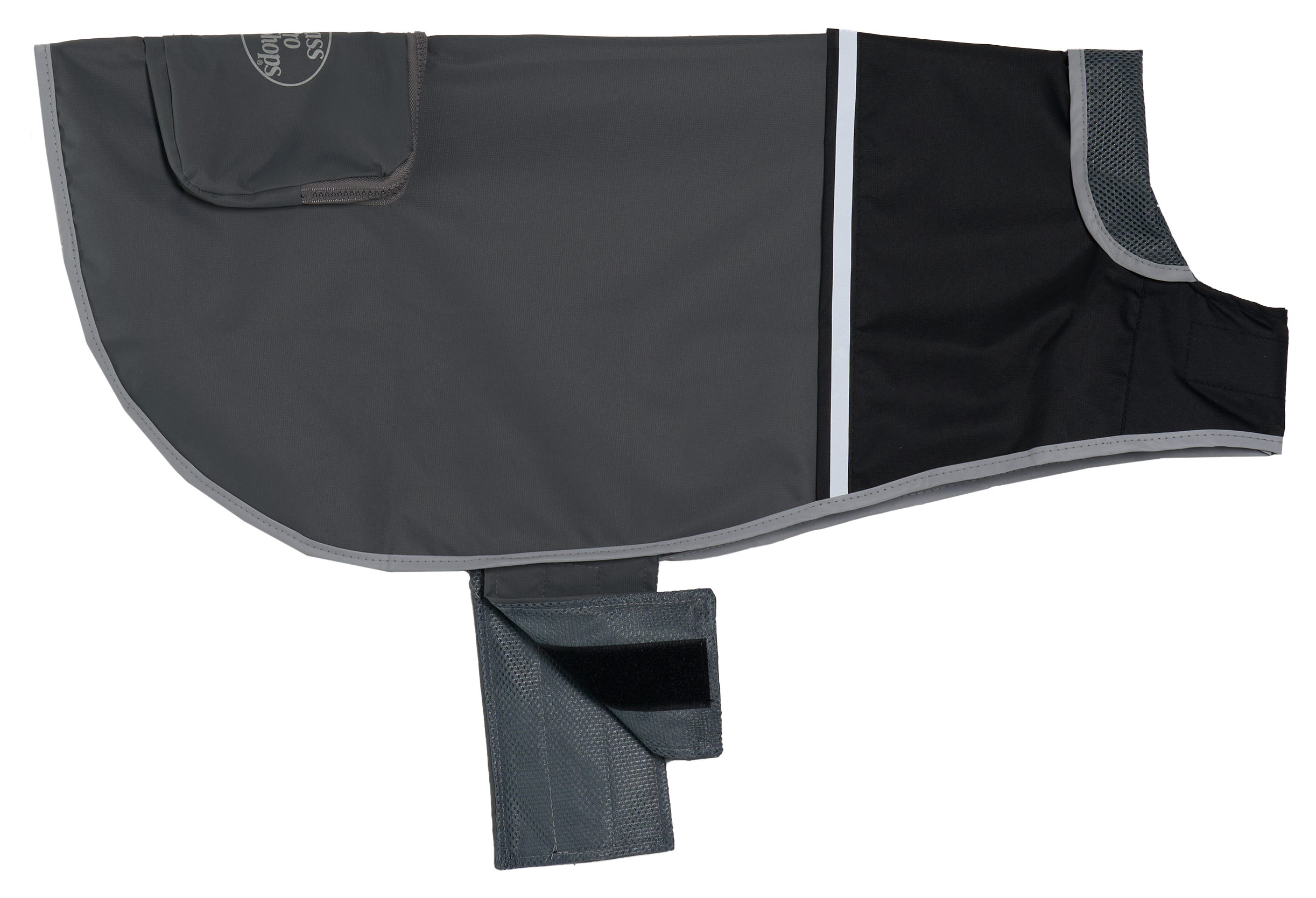 Image of Bass Pro Shops Reflective Raincoat for Dogs - Black/Gray - S
