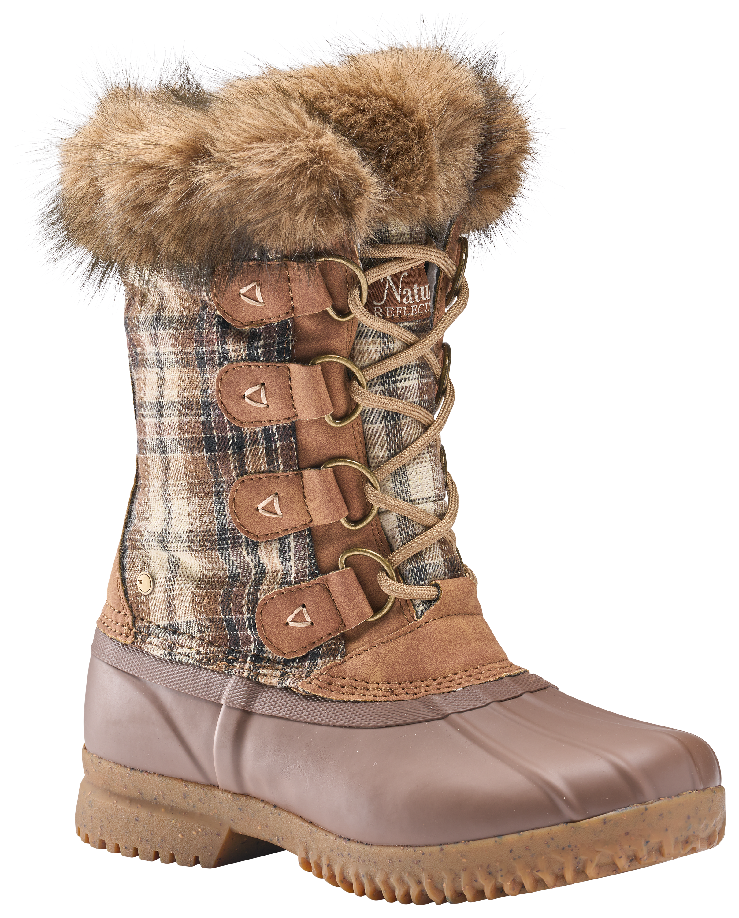 Image of Natural Reflections Lumber Jill Insulated Winter Boots for Women - Brown Plaid