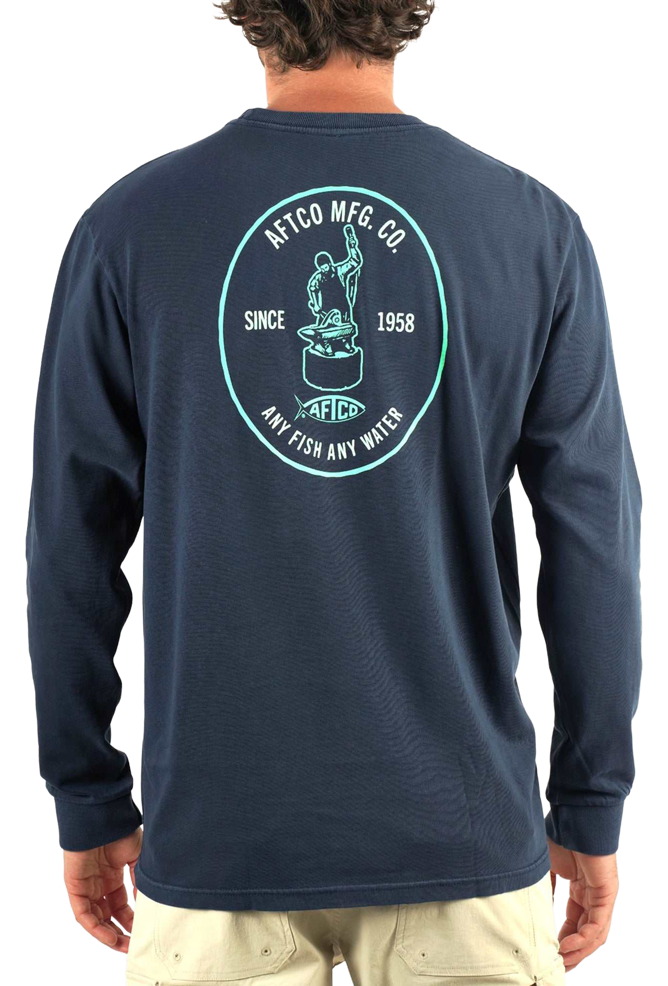Image of AFTCO MFG Fishing Long-Sleeve T-Shirt - Navy - 2X