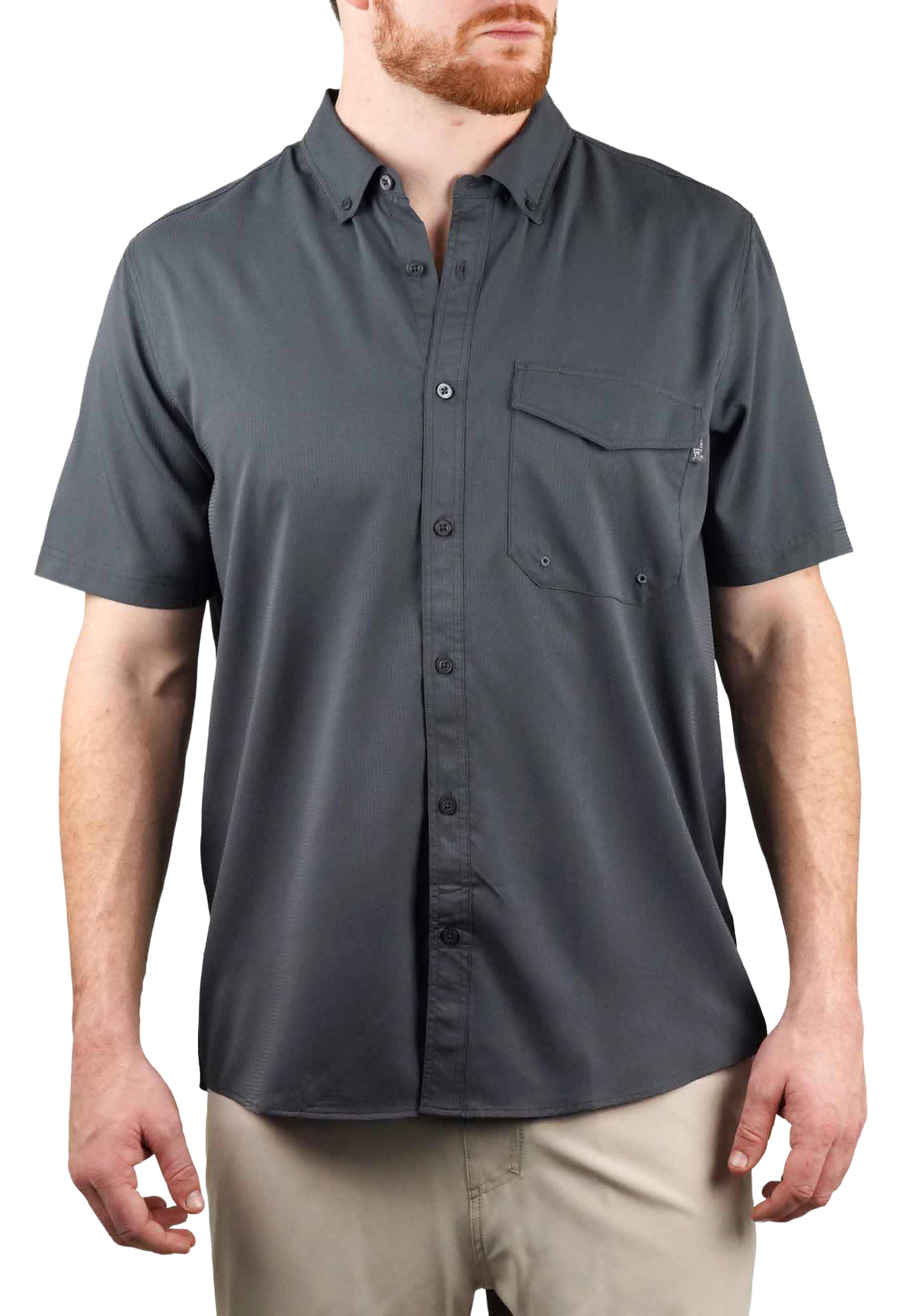 Image of AFTCO Palomar Tech Short-Sleeve Button-Down Shirt - Charcoal - 2X