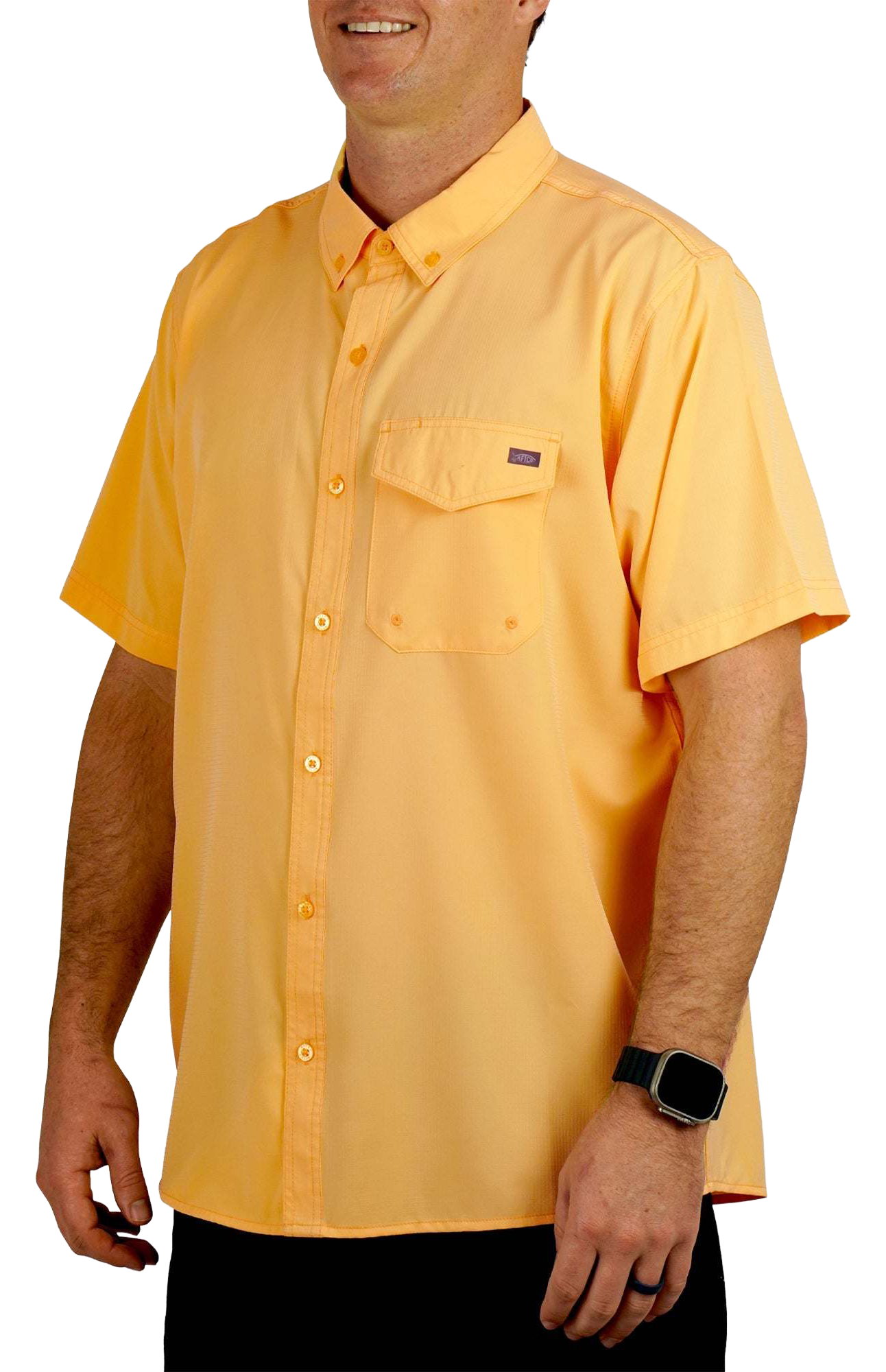 Image of AFTCO Palomar Tech Short-Sleeve Button-Down Shirt - Sea Sponge