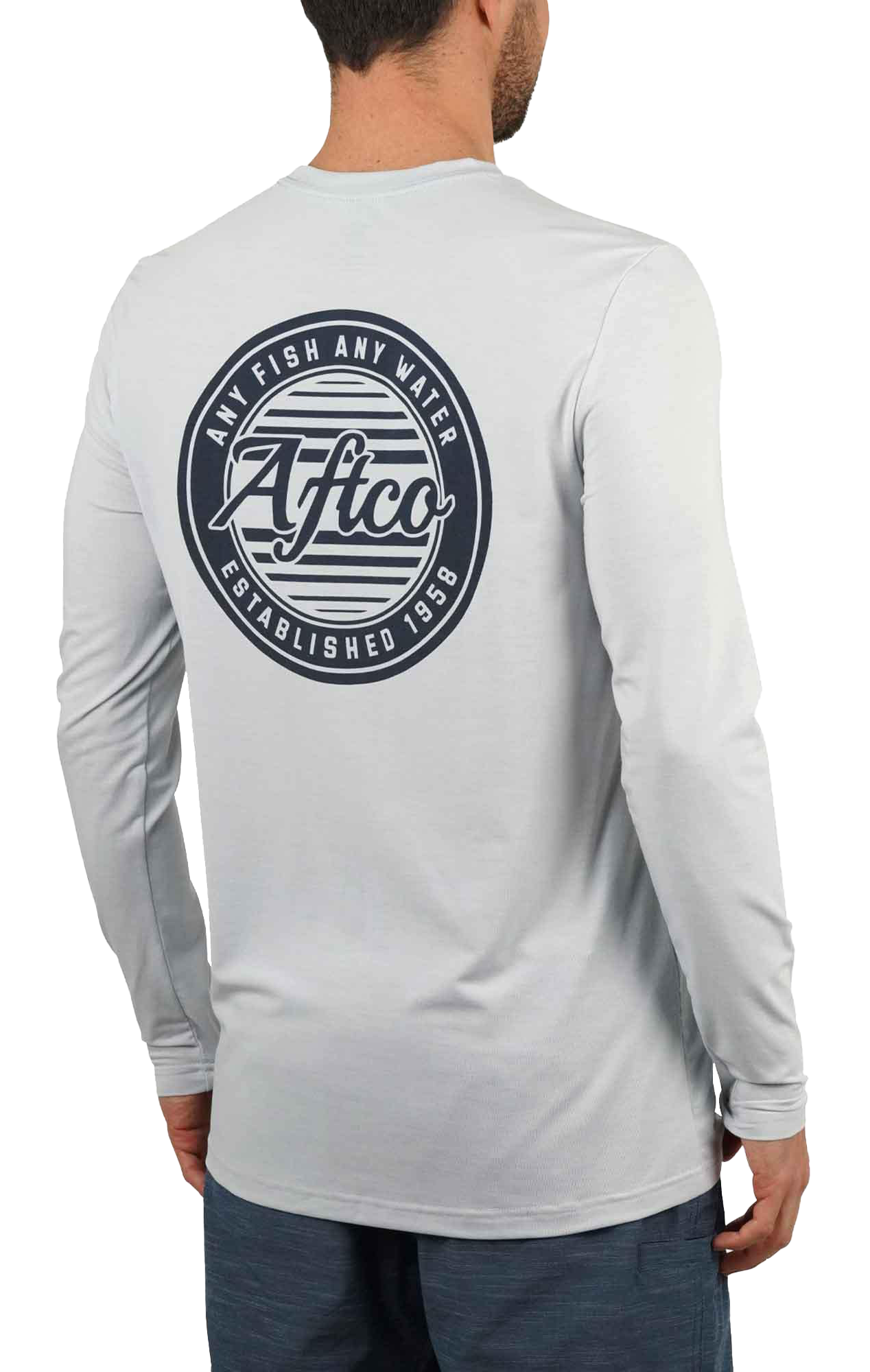 Image of AFTCO Ocean Bound Any Fish Performance Long-Sleeve Shirt - Oyster Gray Heather